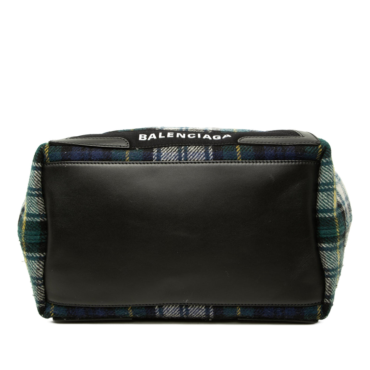 Balenciaga Plaid Wool Navy Cabas S — Green
