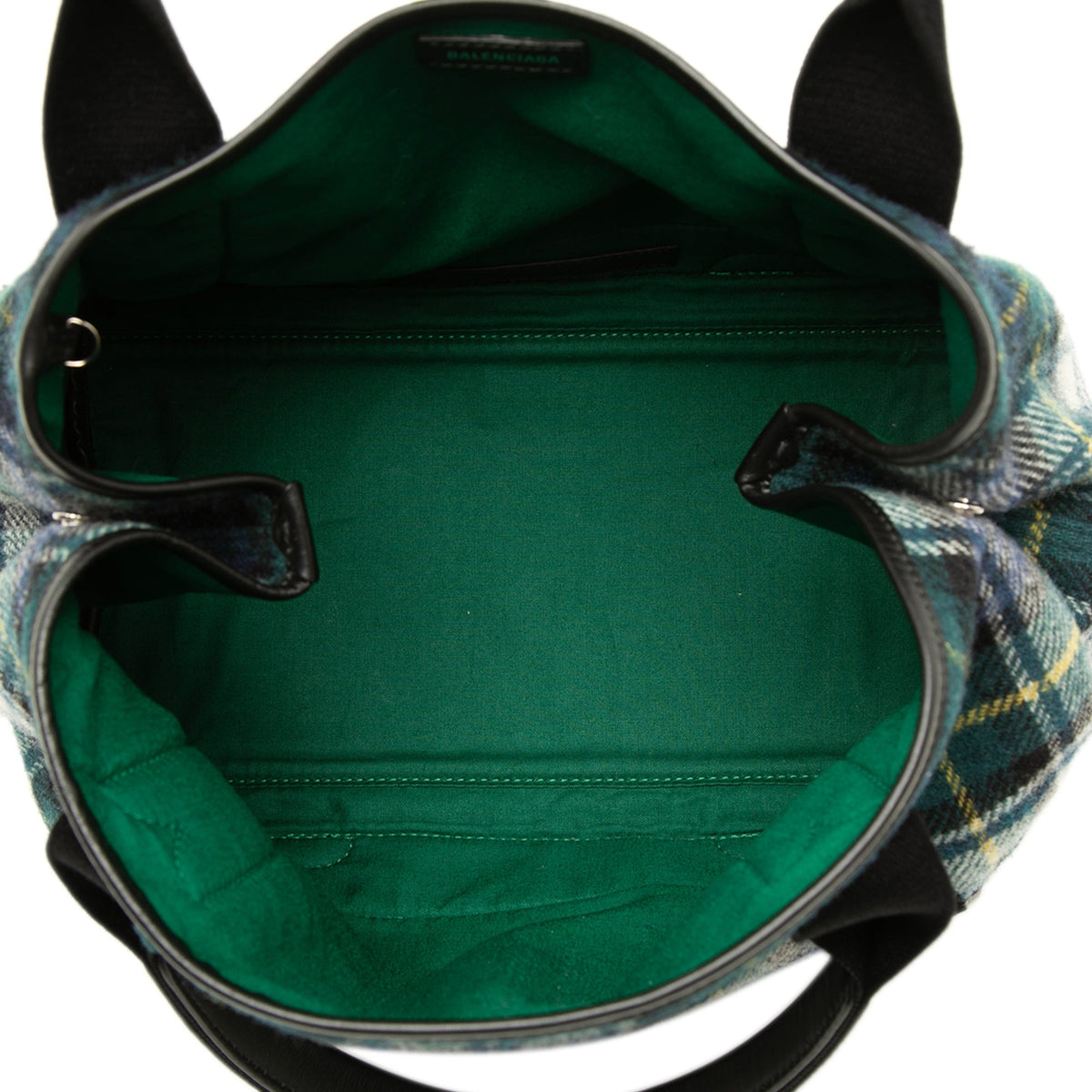 Balenciaga Plaid Wool Navy Cabas S — Green