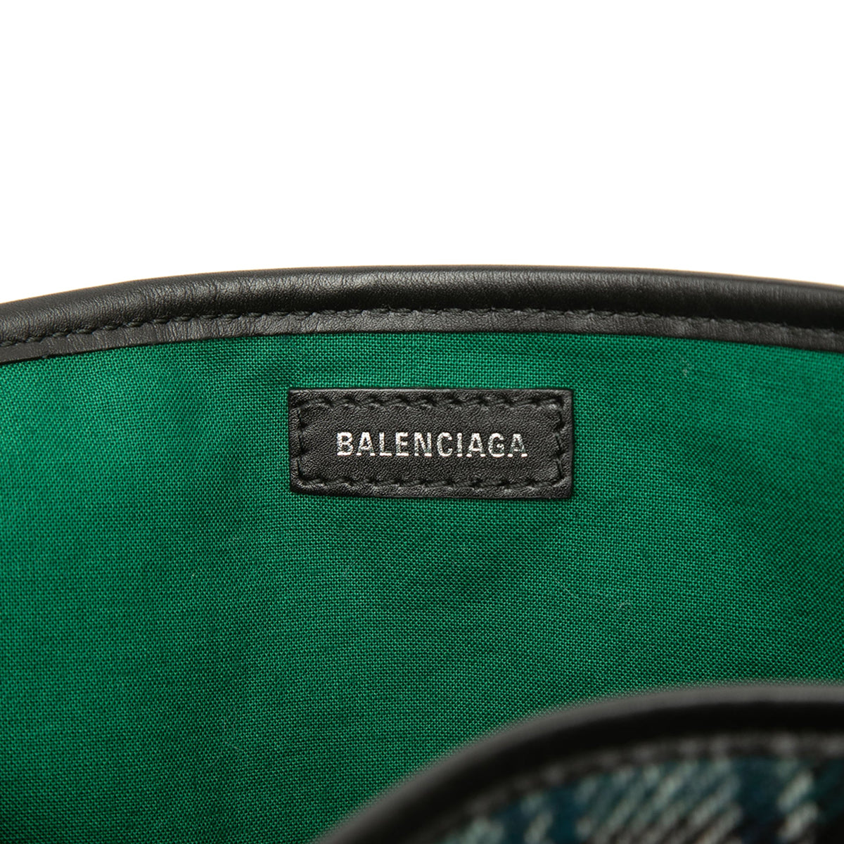 Balenciaga Plaid Wool Navy Cabas S — Green