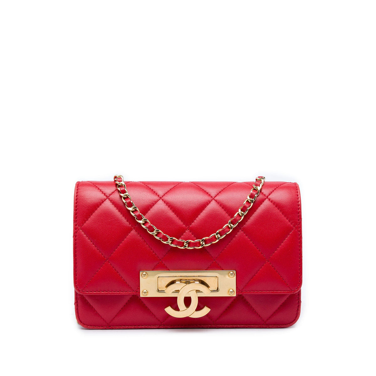 Chanel Medium Quilted Lambskin Golden Class Flap — Red