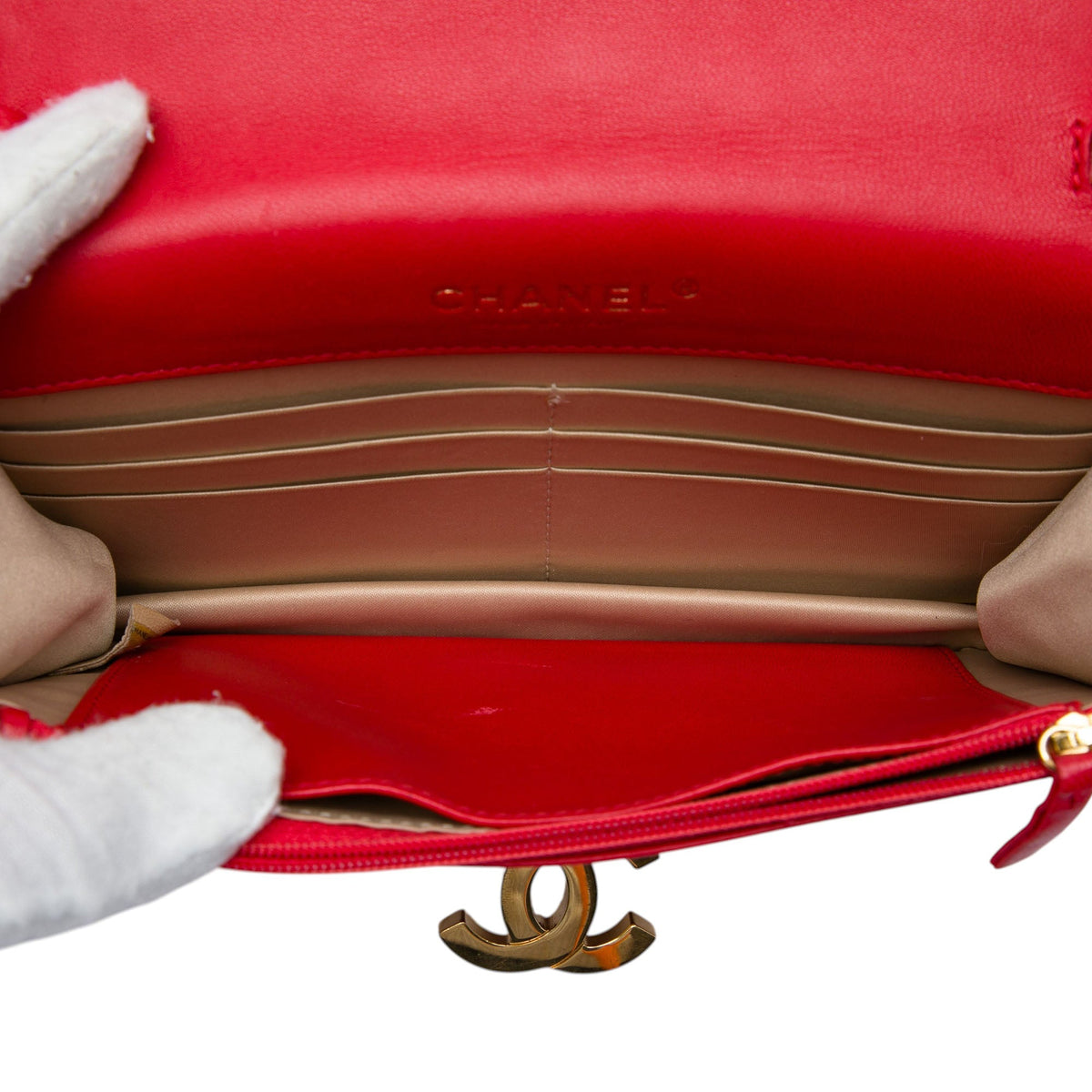 Chanel Medium Quilted Lambskin Golden Class Flap — Red