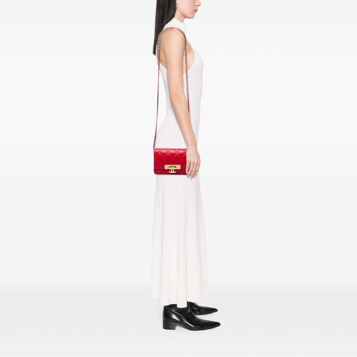 Chanel Medium Quilted Lambskin Golden Class Flap — Red