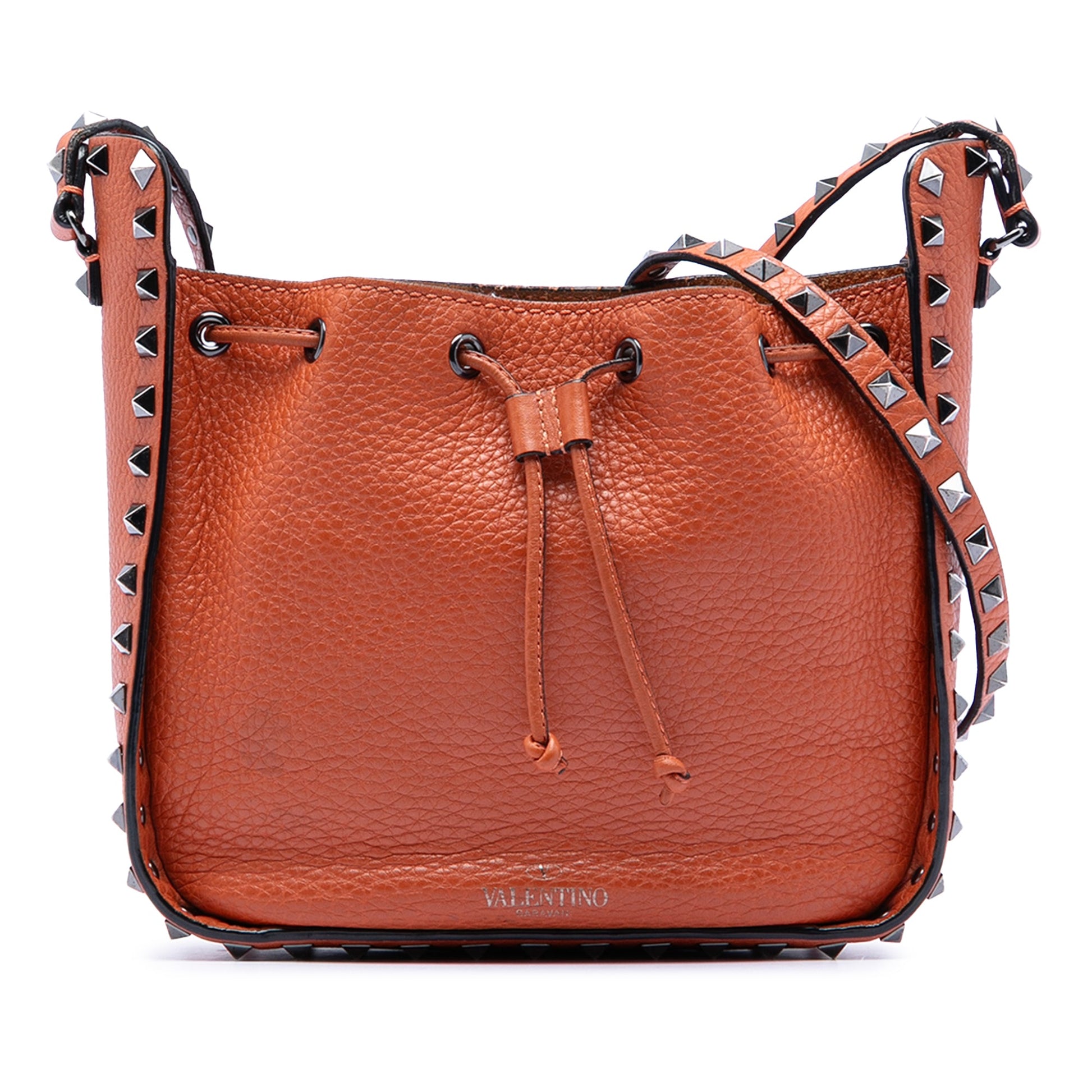 Valentino Grained Calfskin Rockstud Bucket Bag