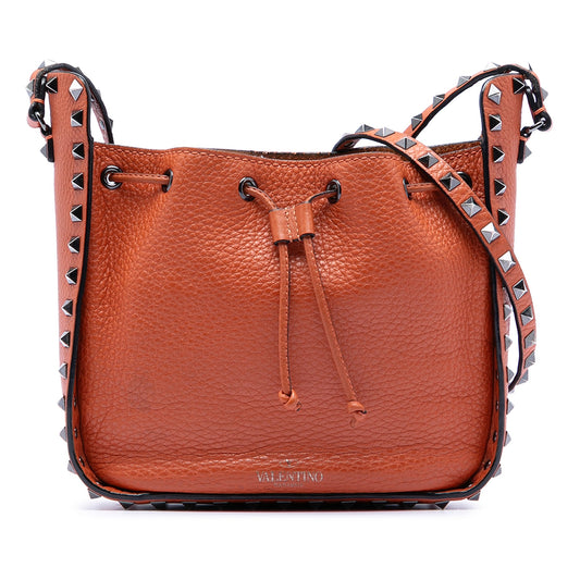 Valentino Grained Calfskin Rockstud Bucket Bag