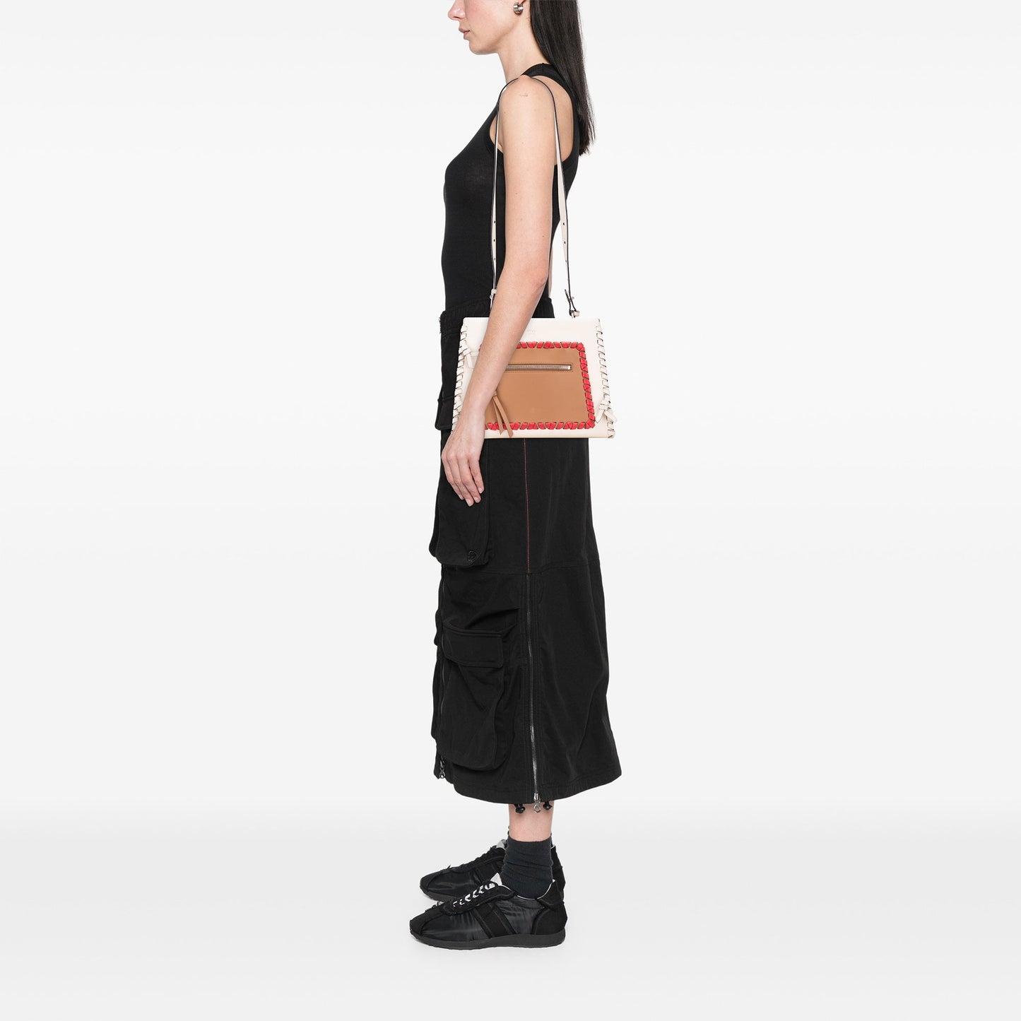 Fendi Small Bicolor Calfskin Whipstitch Runway Satchel