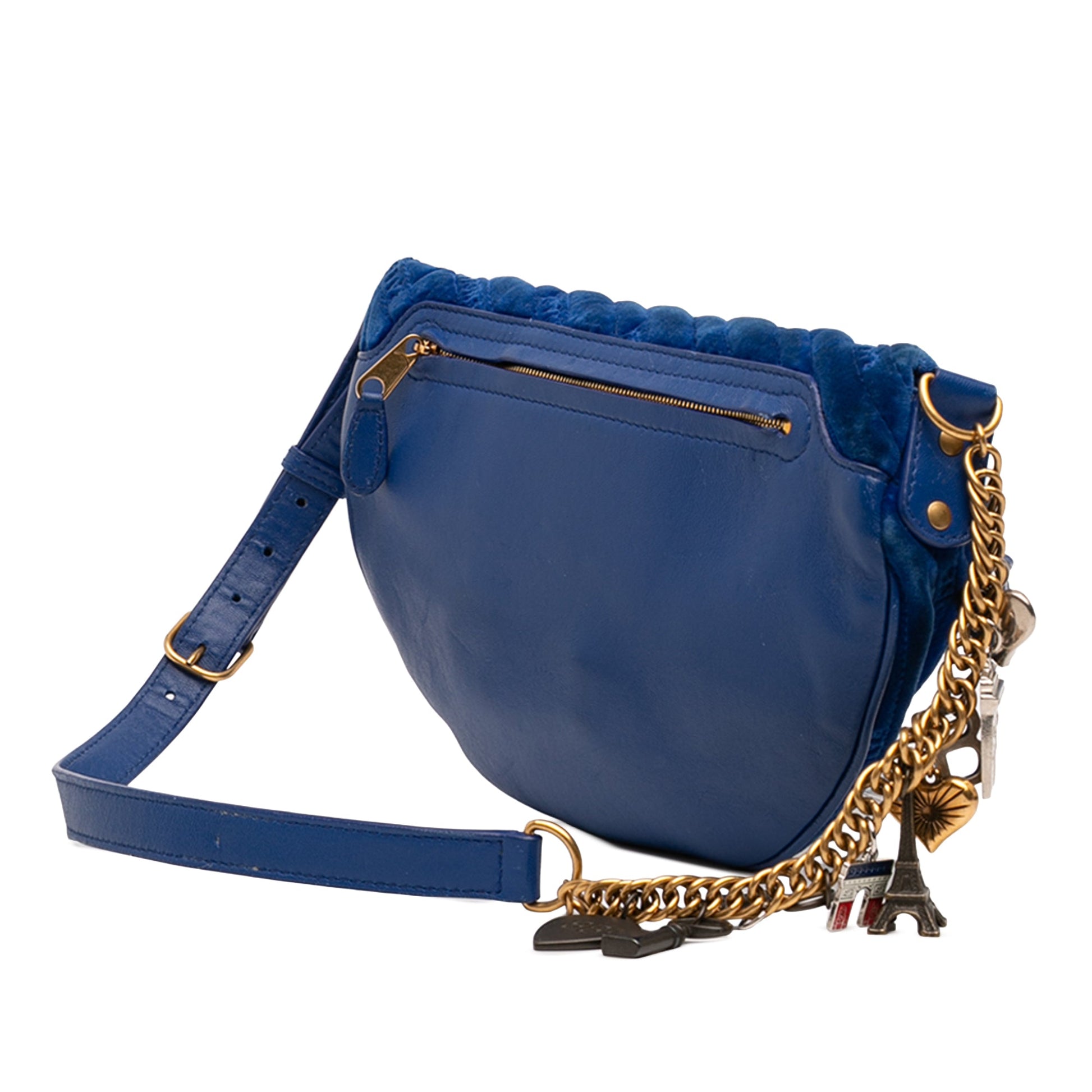 Balenciaga Diagonal Quilted Velvet Allover Logo Souvenir Belt Bag XS