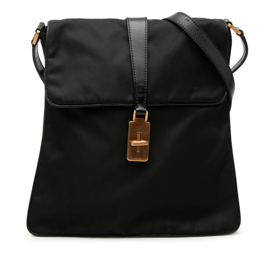 Prada Vitello Trimmed Tessuto Messenger Bag