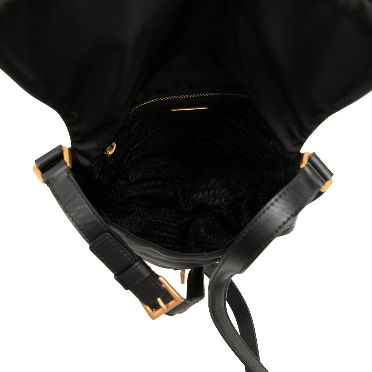 Prada Vitello Trimmed Tessuto Messenger Bag