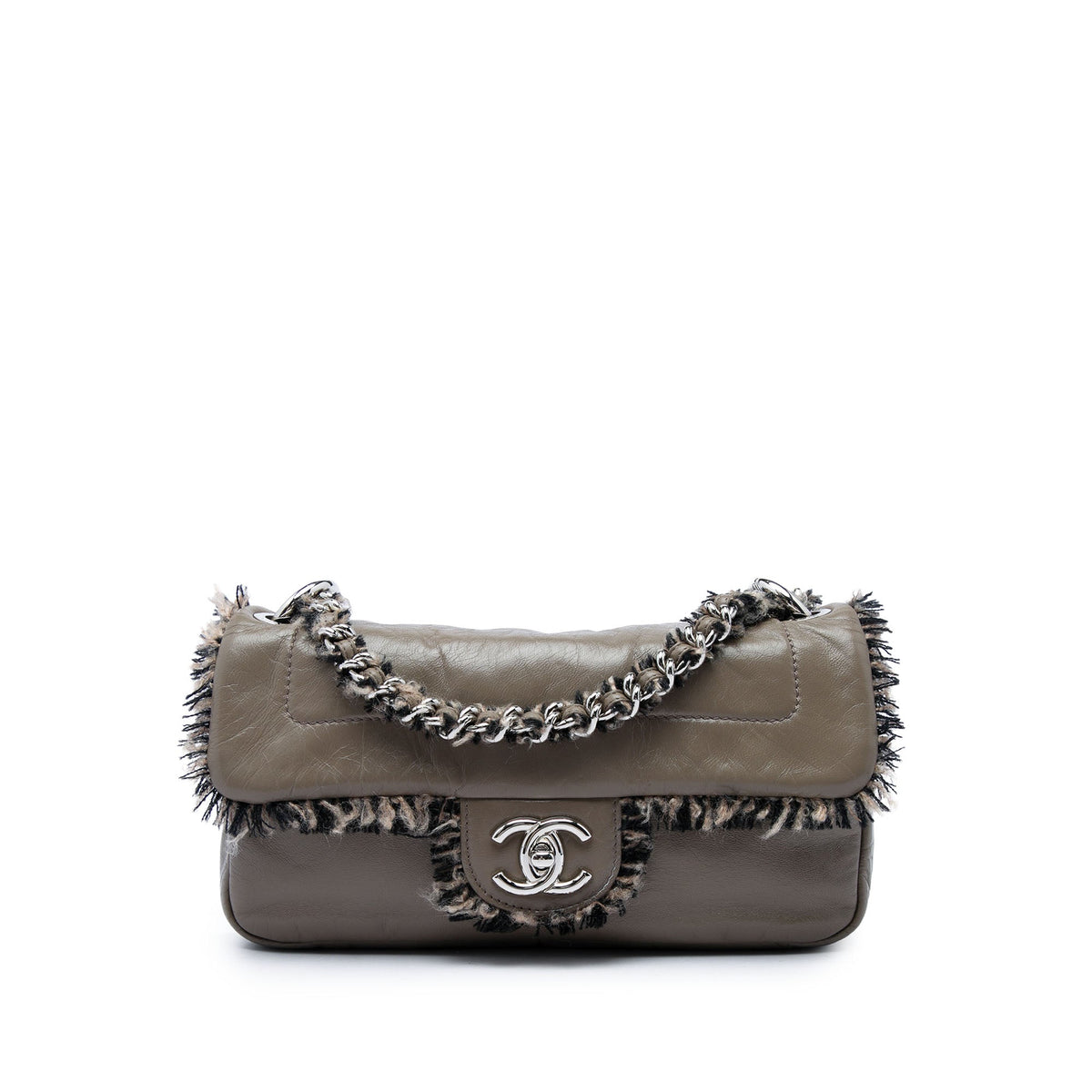 Chanel Lambskin Funny Tweed Flap — Brown