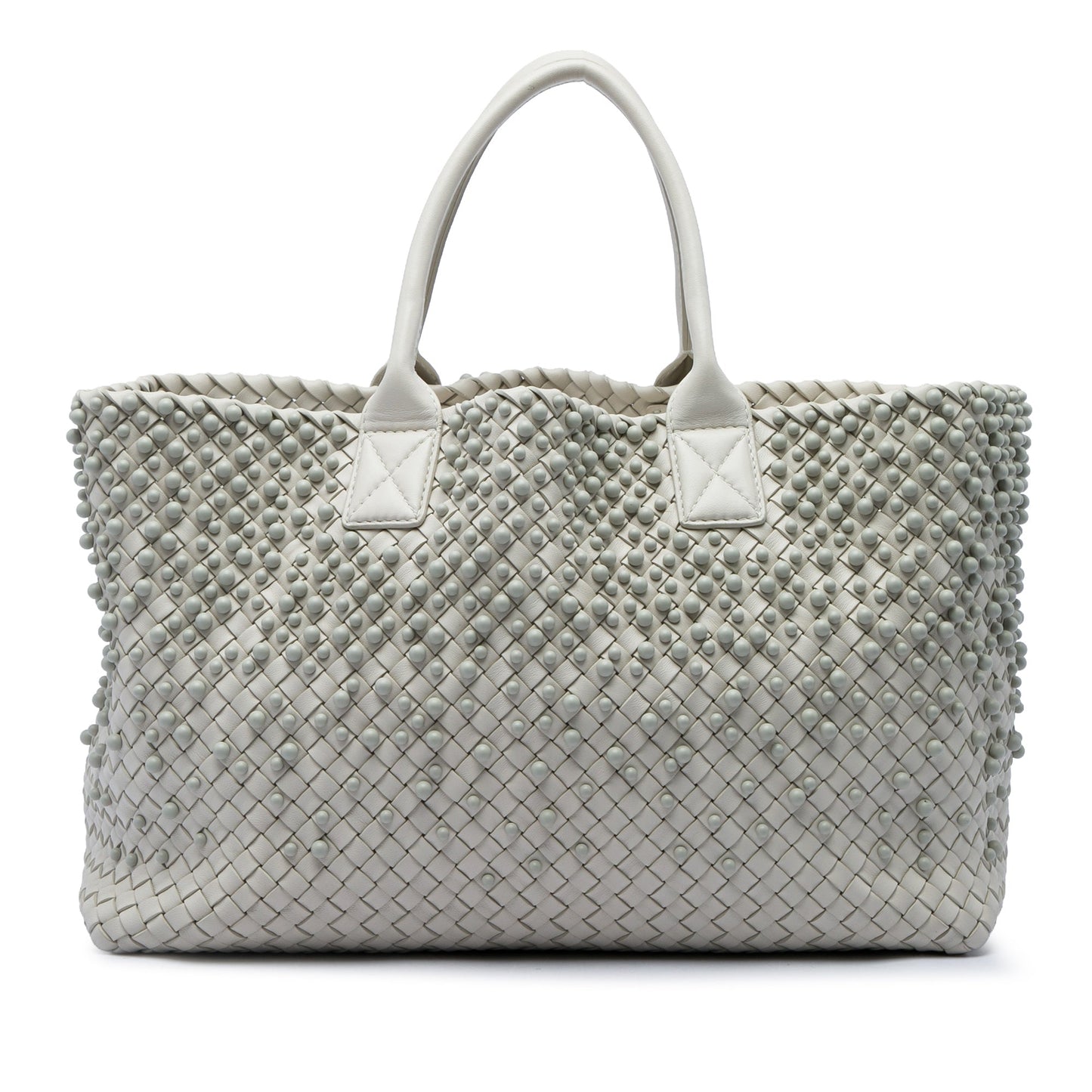 Bottega Veneta Limited Edition Medium Lambskin Intreccio Mist Spheres Cabat Tote