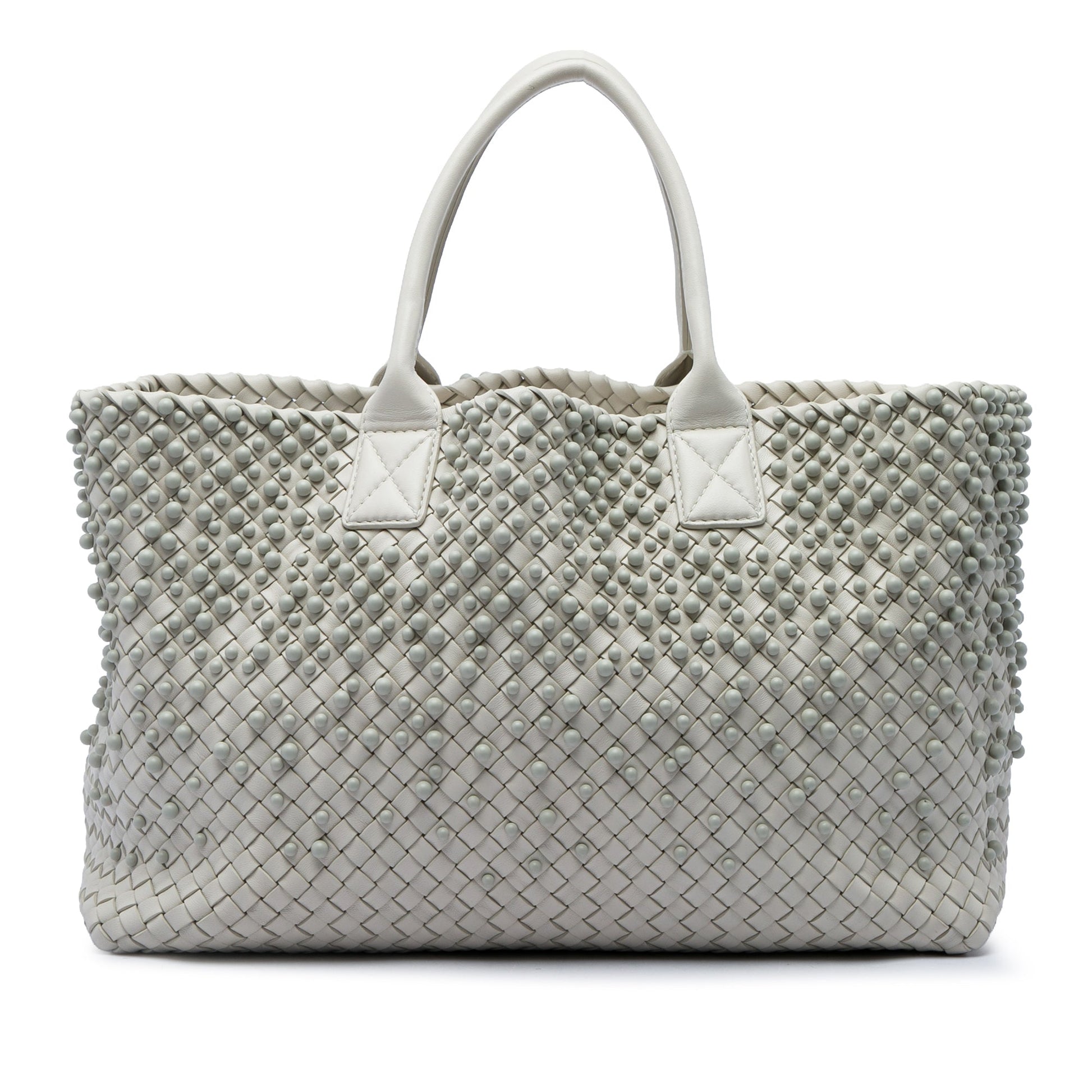 Bottega Veneta Limited Edition Medium Lambskin Intreccio Mist Spheres Cabat Tote