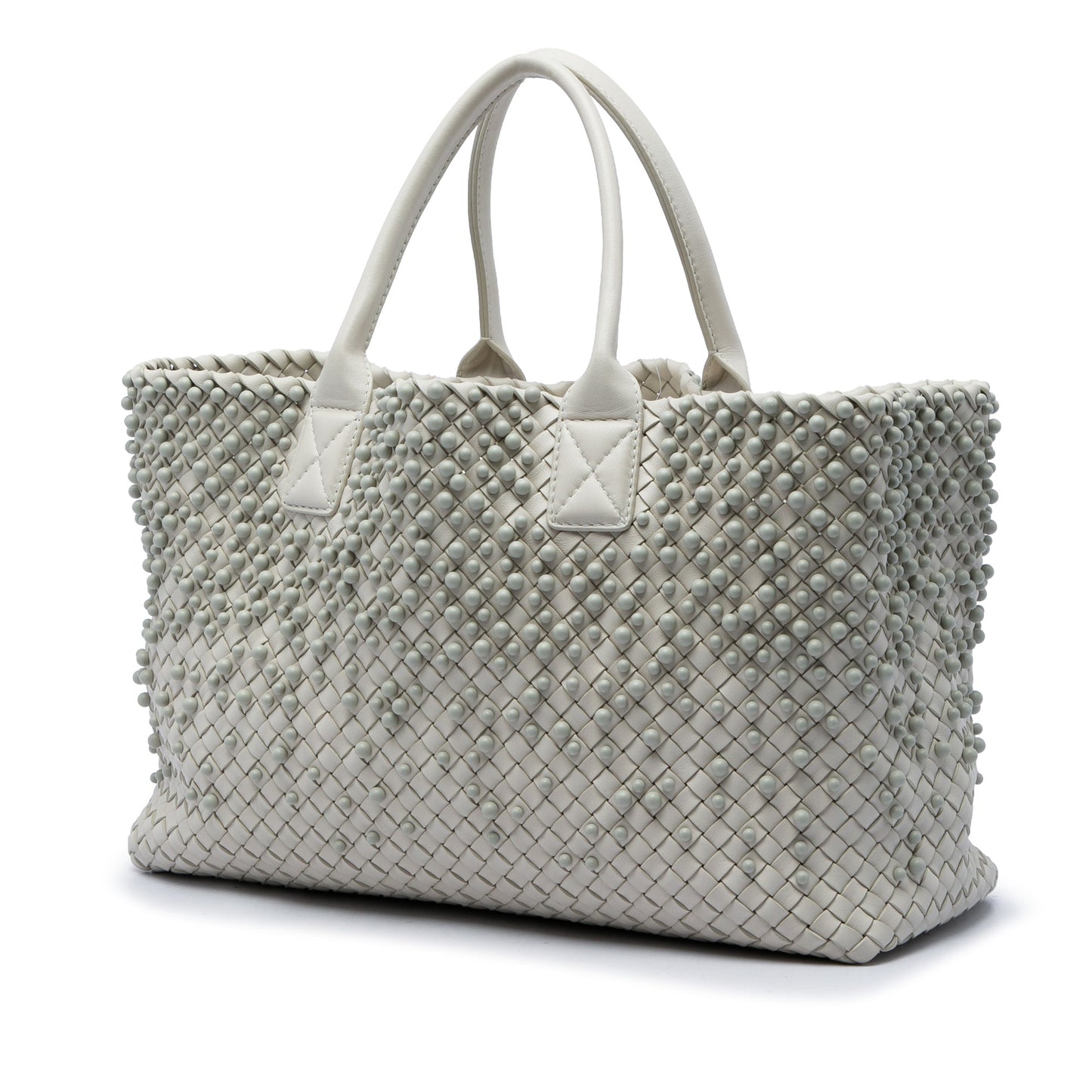 Bottega Veneta Limited Edition Medium Lambskin Intreccio Mist Spheres Cabat Tote