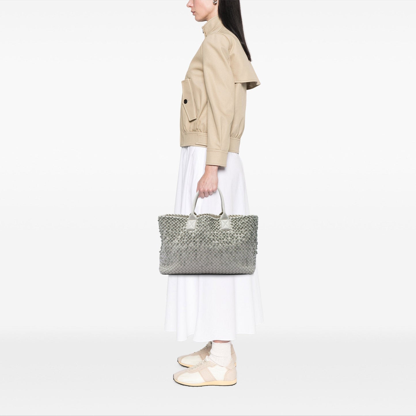 Bottega Veneta Limited Edition Medium Lambskin Intreccio Mist Spheres Cabat Tote