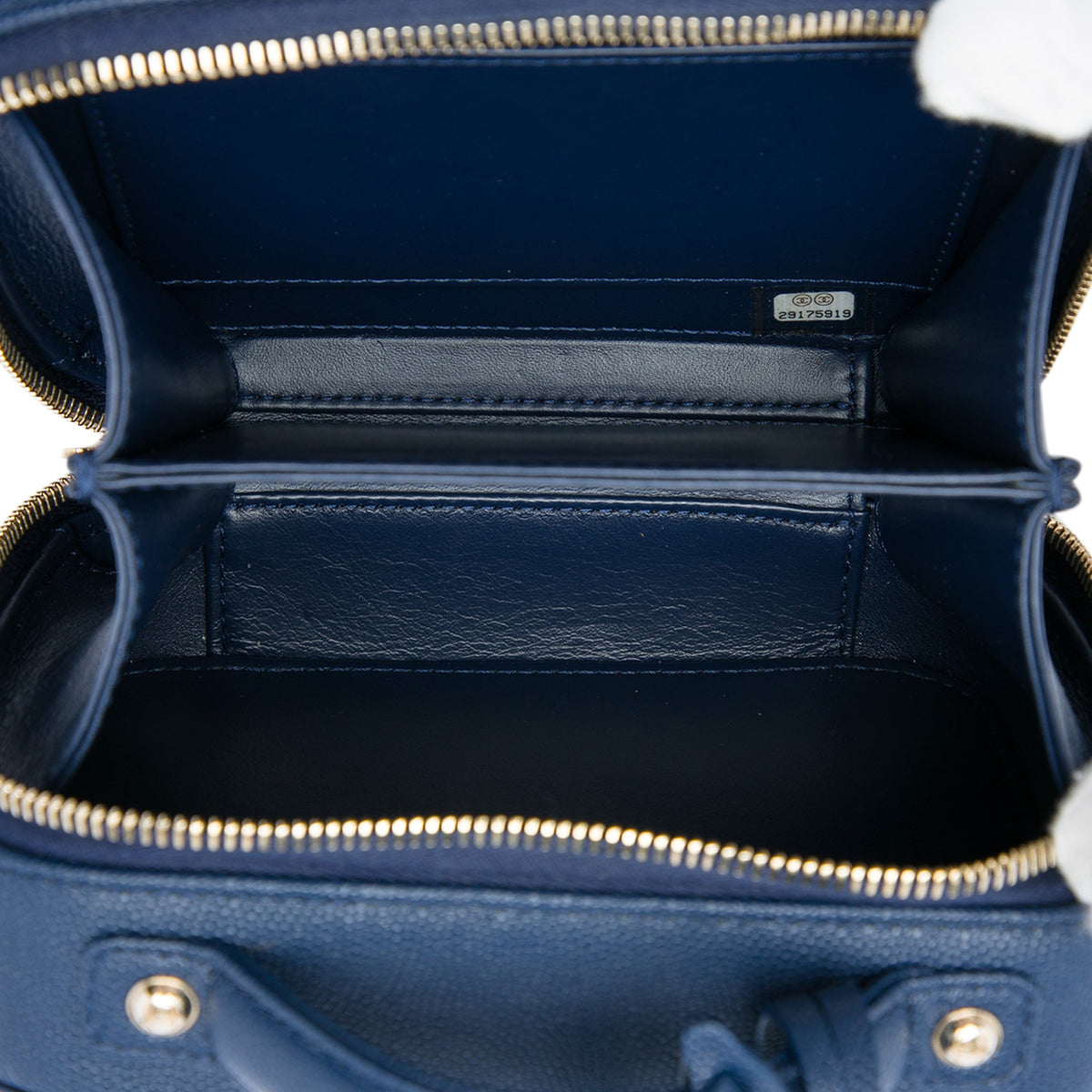 Chanel Small Caviar CC Filigree Vanity Case — Blue