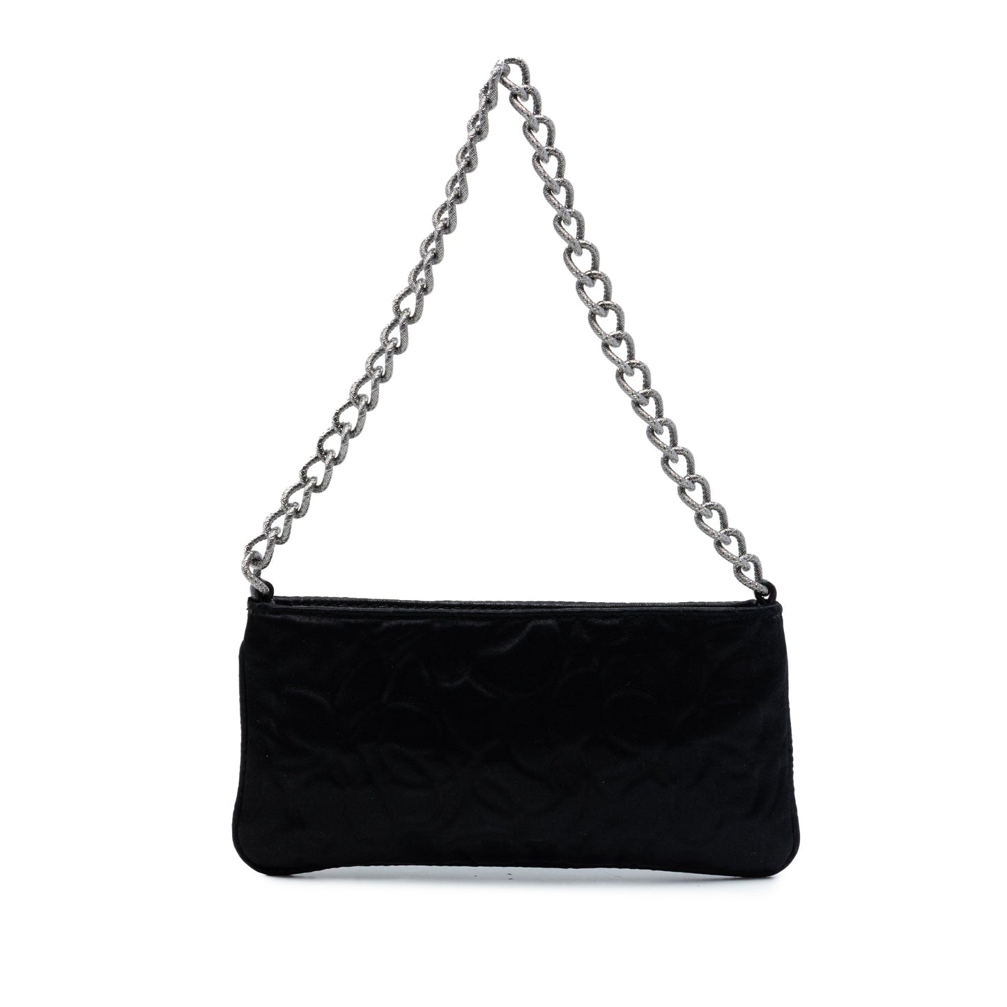 Chanel Embossed Satin Camellia Chain Pochette