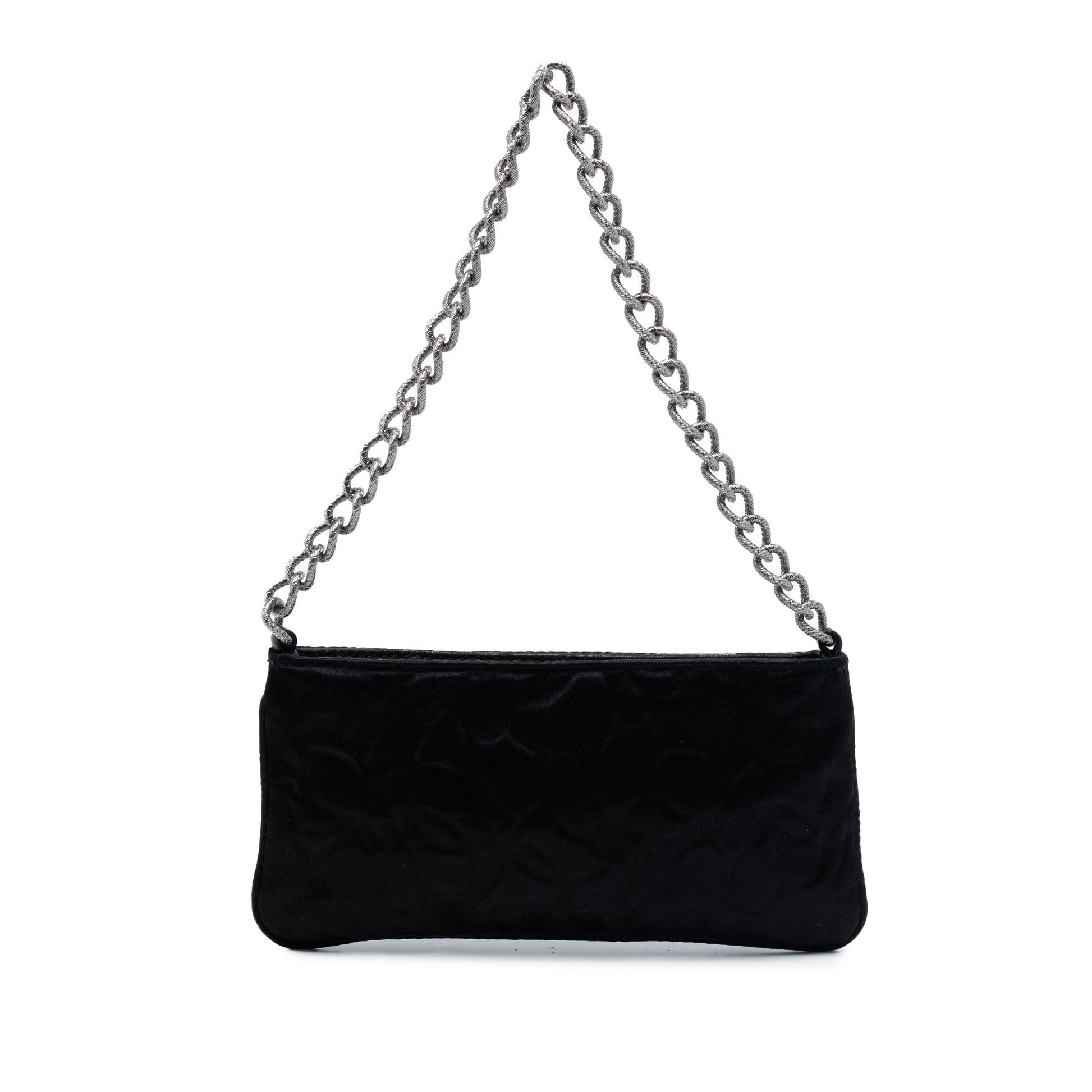 Chanel Embossed Satin Camellia Chain Pochette