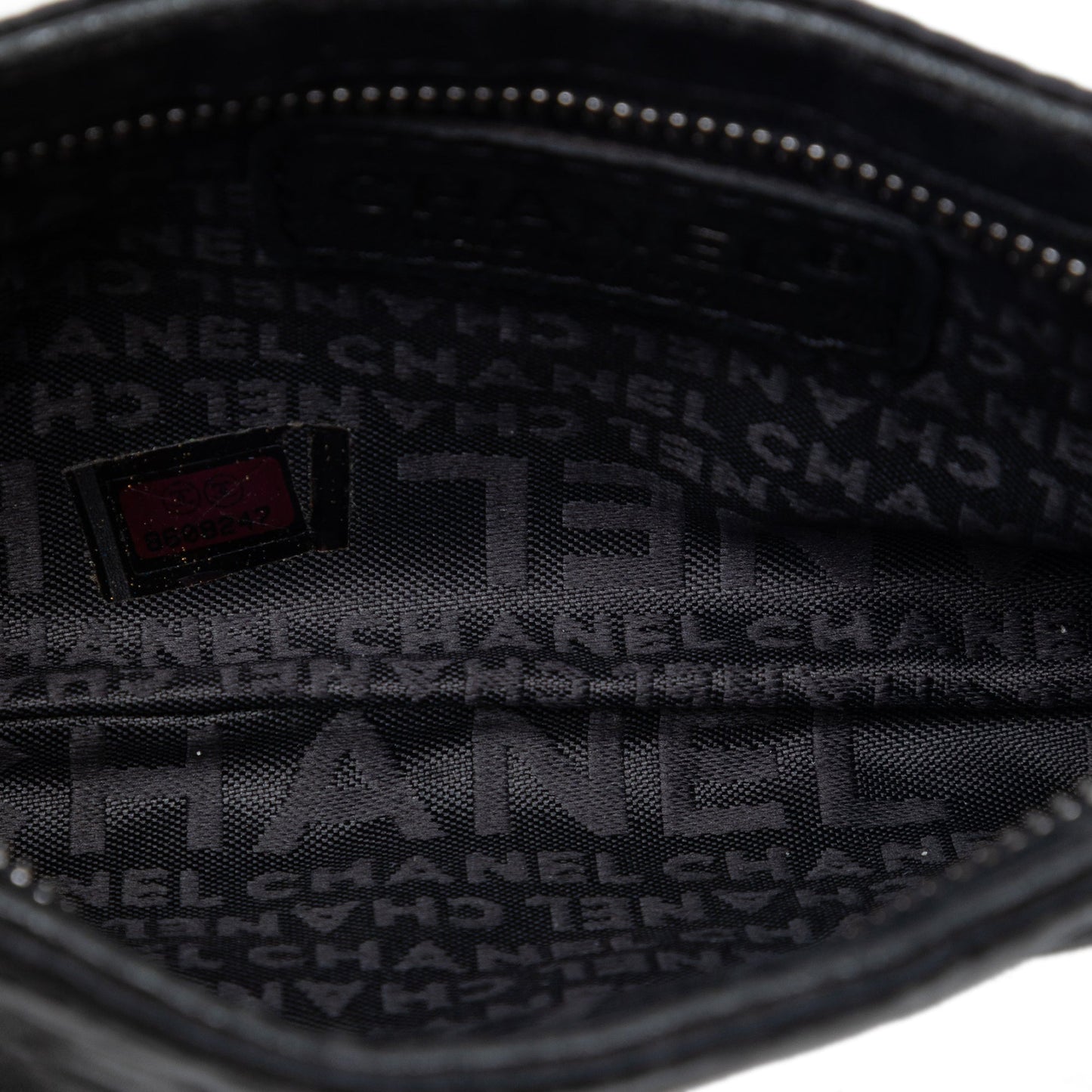 Chanel Embossed Satin Camellia Chain Pochette