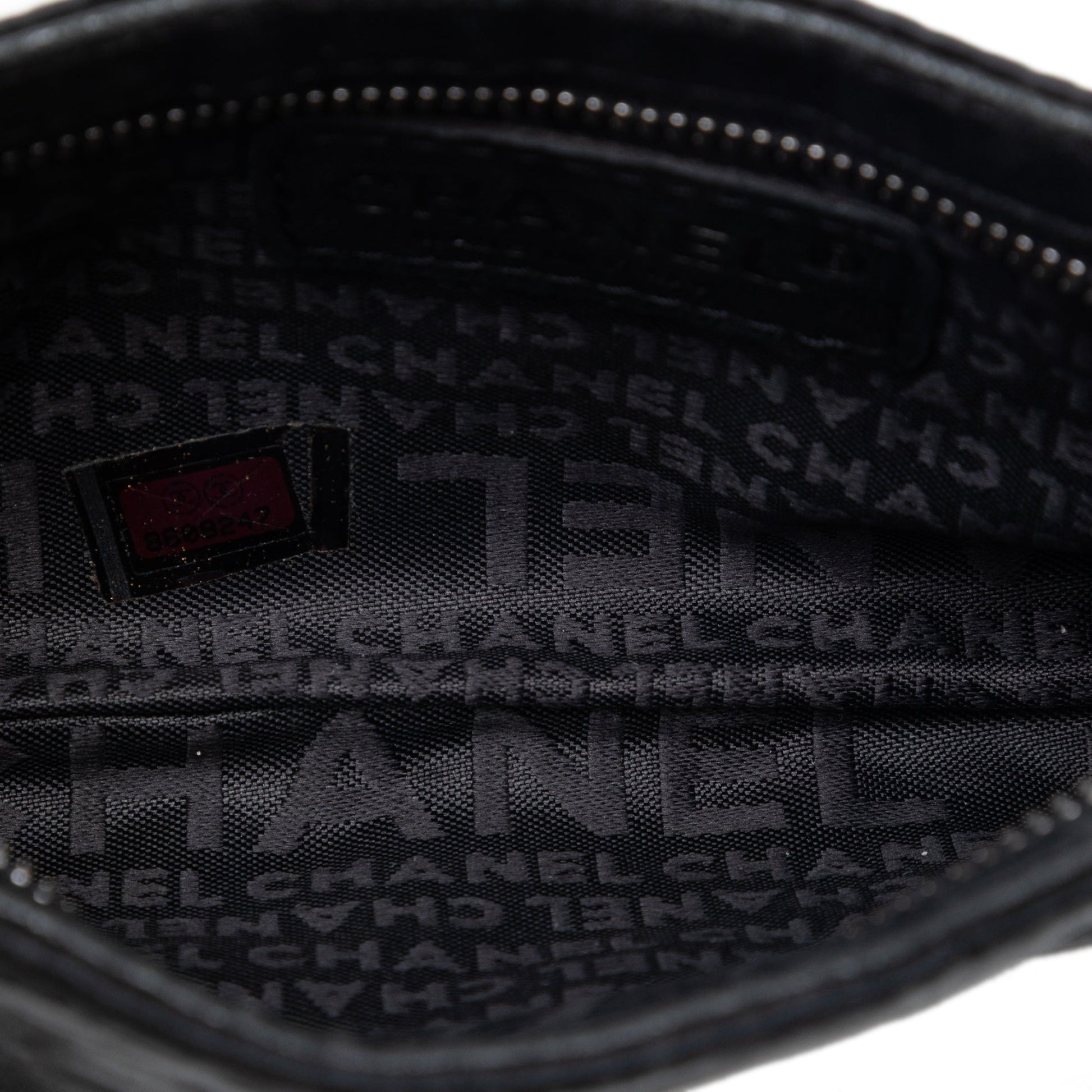 Chanel Embossed Satin Camellia Chain Pochette