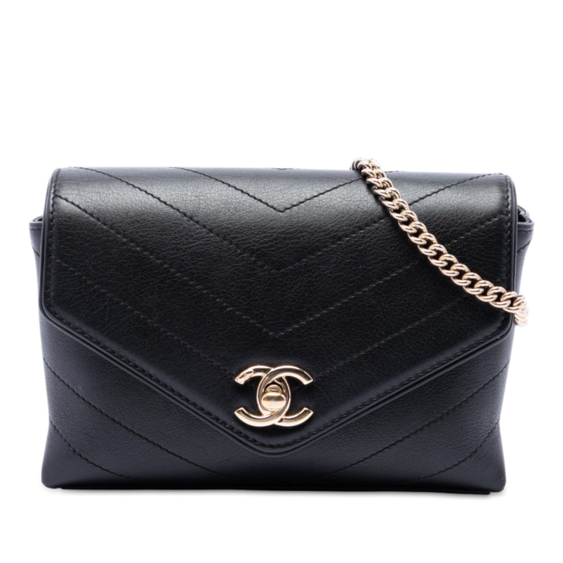 Chanel Chevron Calfskin Stitched Coco Belt Bag