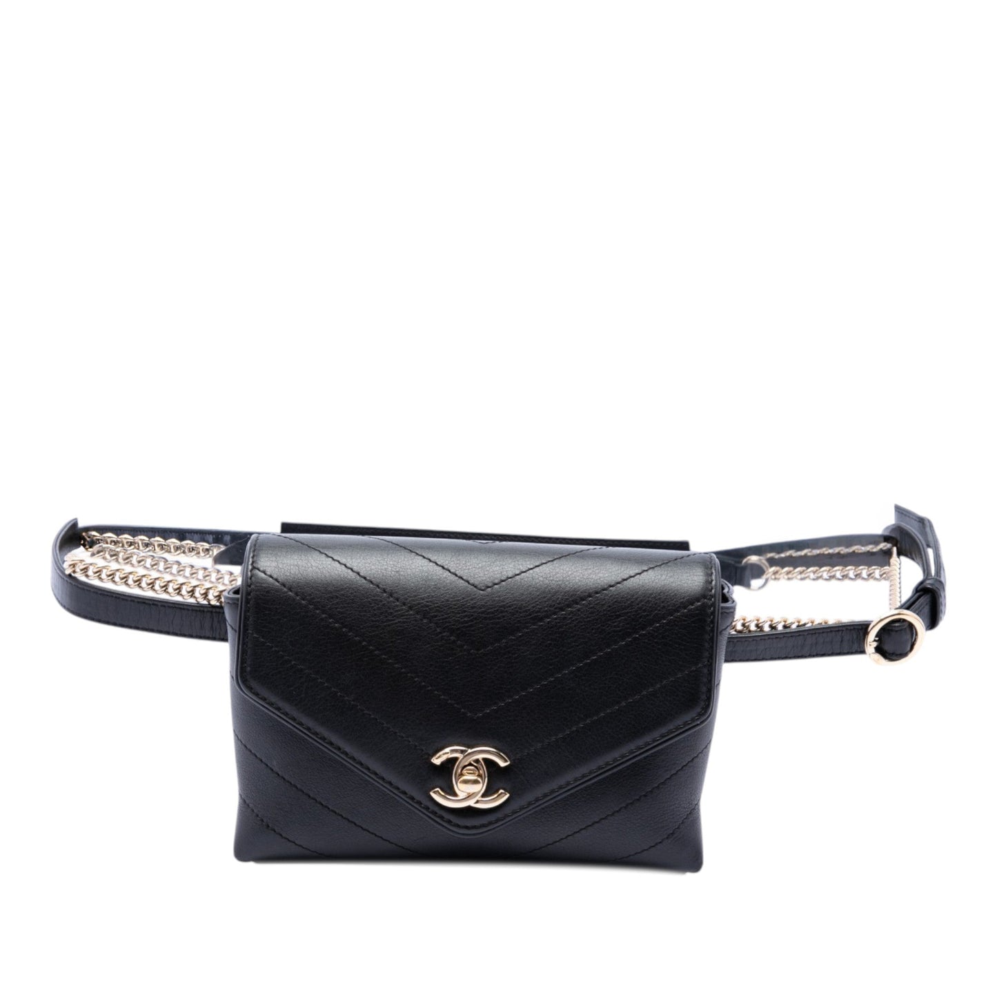 Chanel Chevron Calfskin Stitched Coco Belt Bag