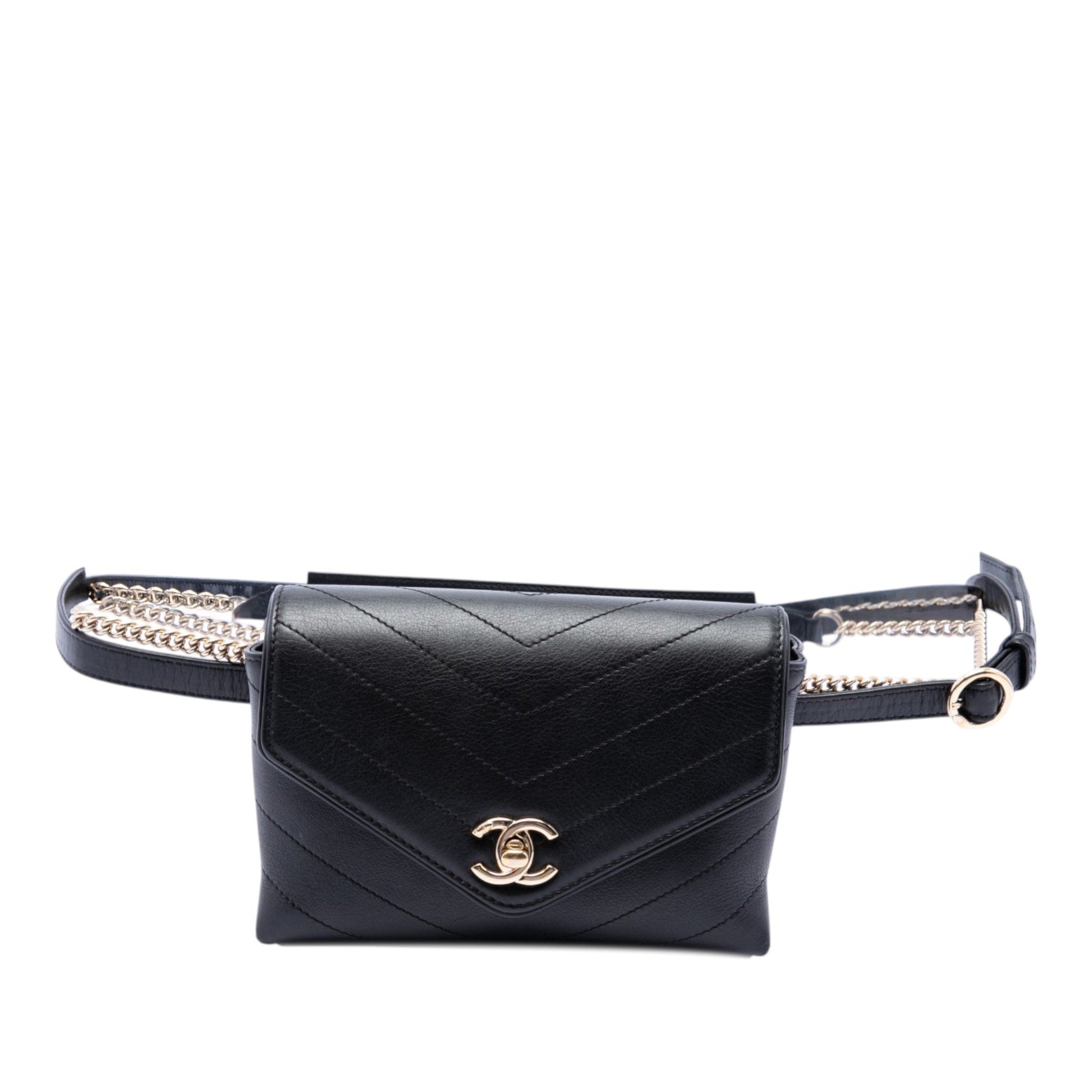 Chanel Chevron Calfskin Stitched Coco Belt Bag