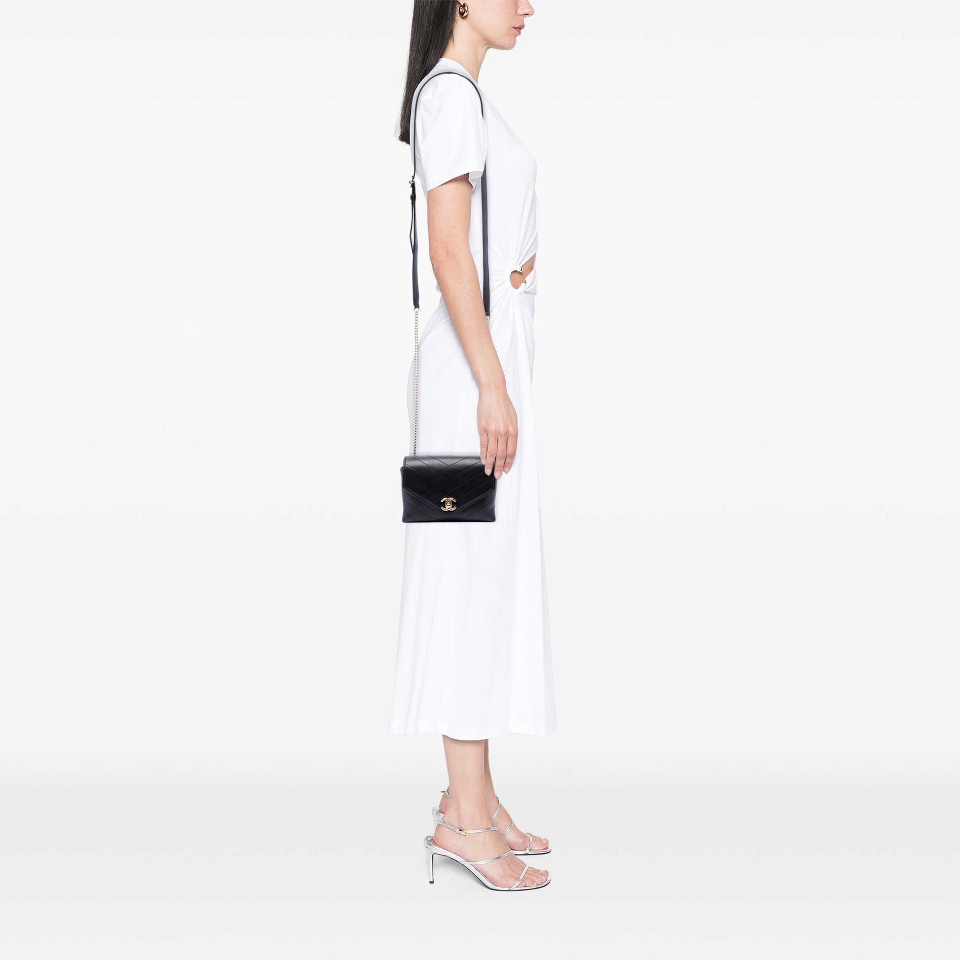 Chanel Chevron Calfskin Stitched Coco Belt Bag