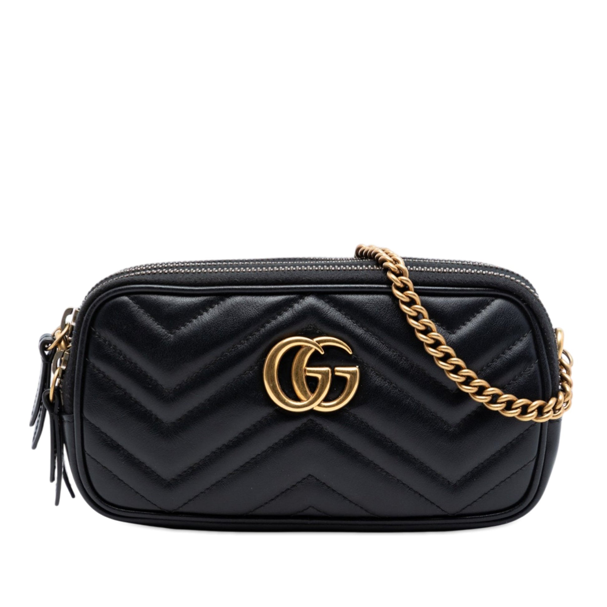 Mini GG Marmont Matelasse Leather Triple Zip Crossbody