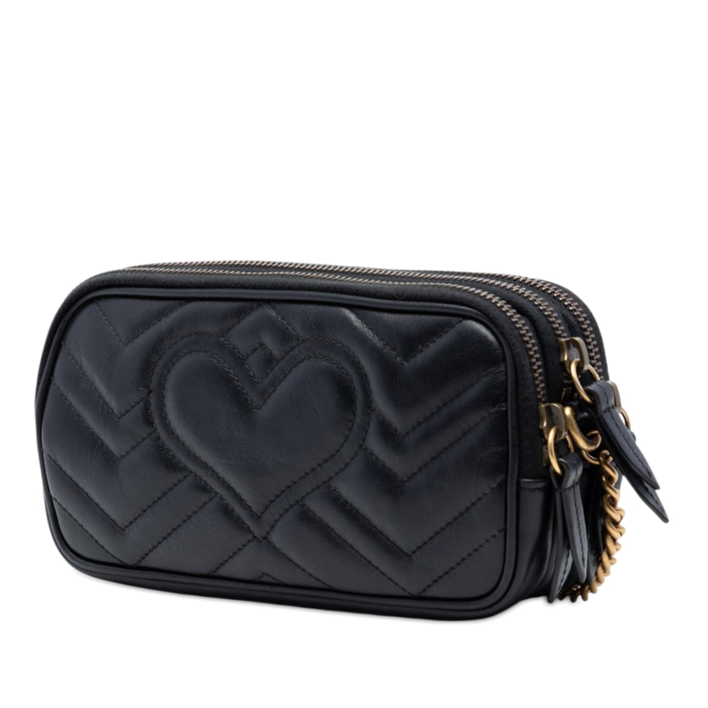 Mini GG Marmont Matelasse Leather Triple Zip Crossbody