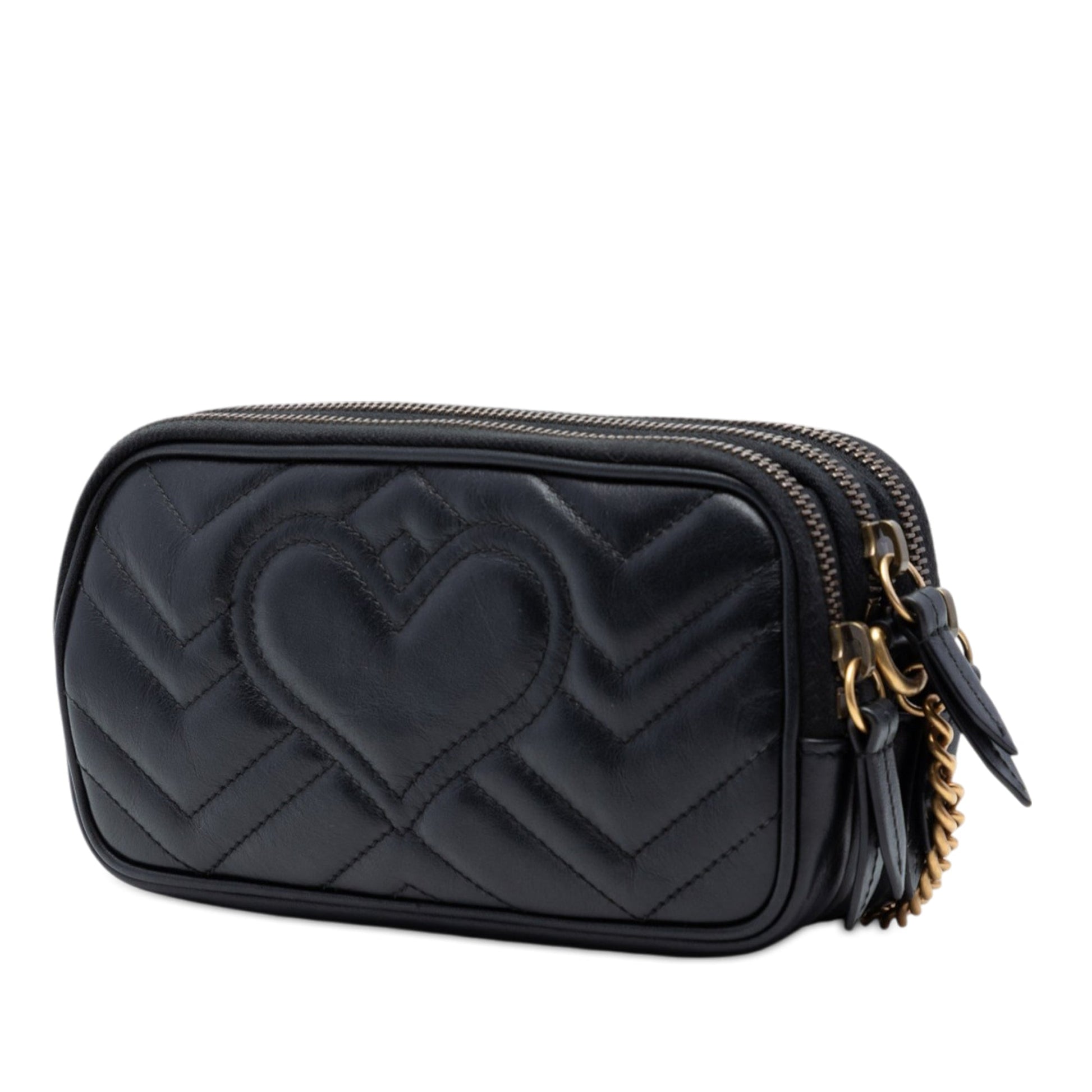 Mini GG Marmont Matelasse Leather Triple Zip Crossbody