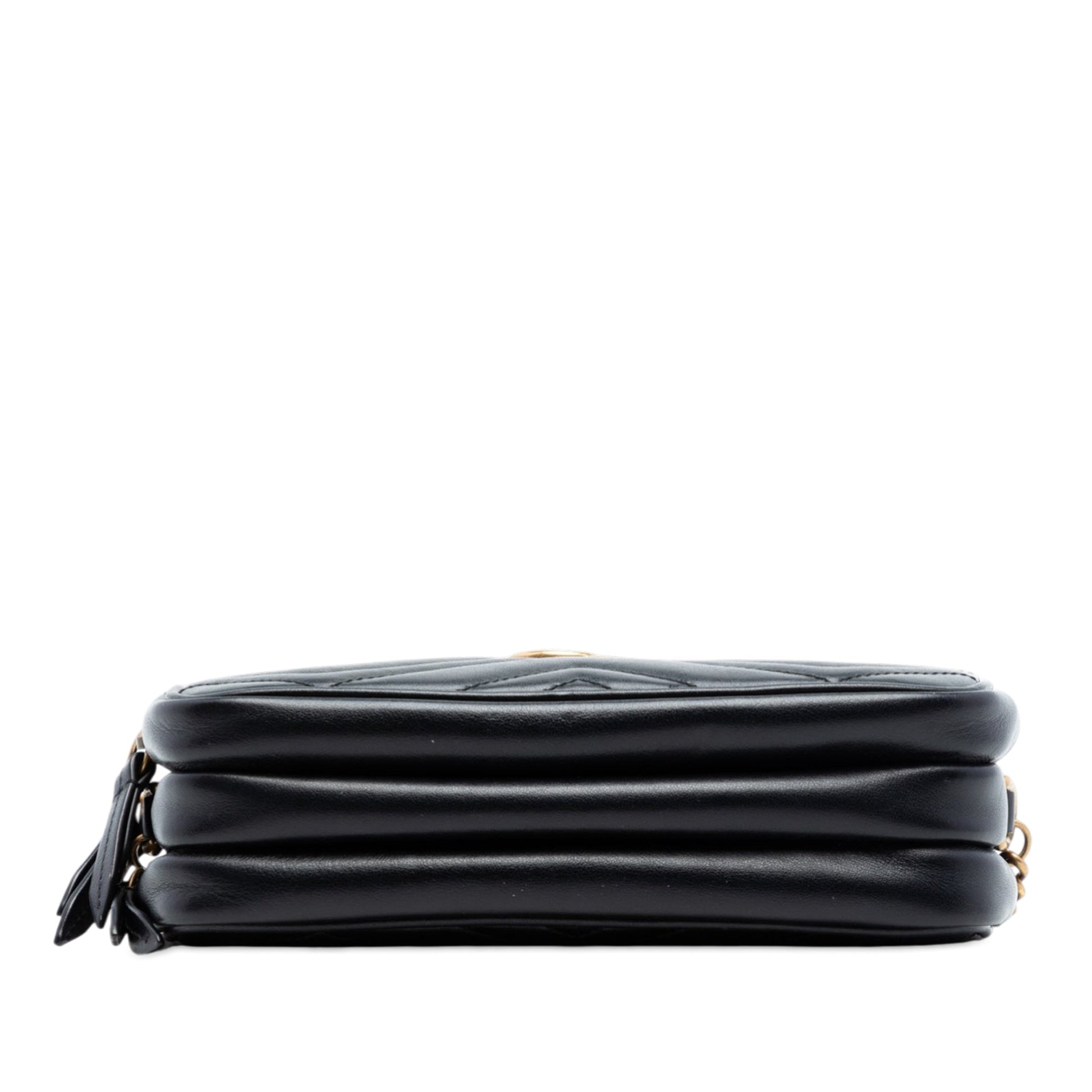 Mini GG Marmont Matelasse Leather Triple Zip Crossbody