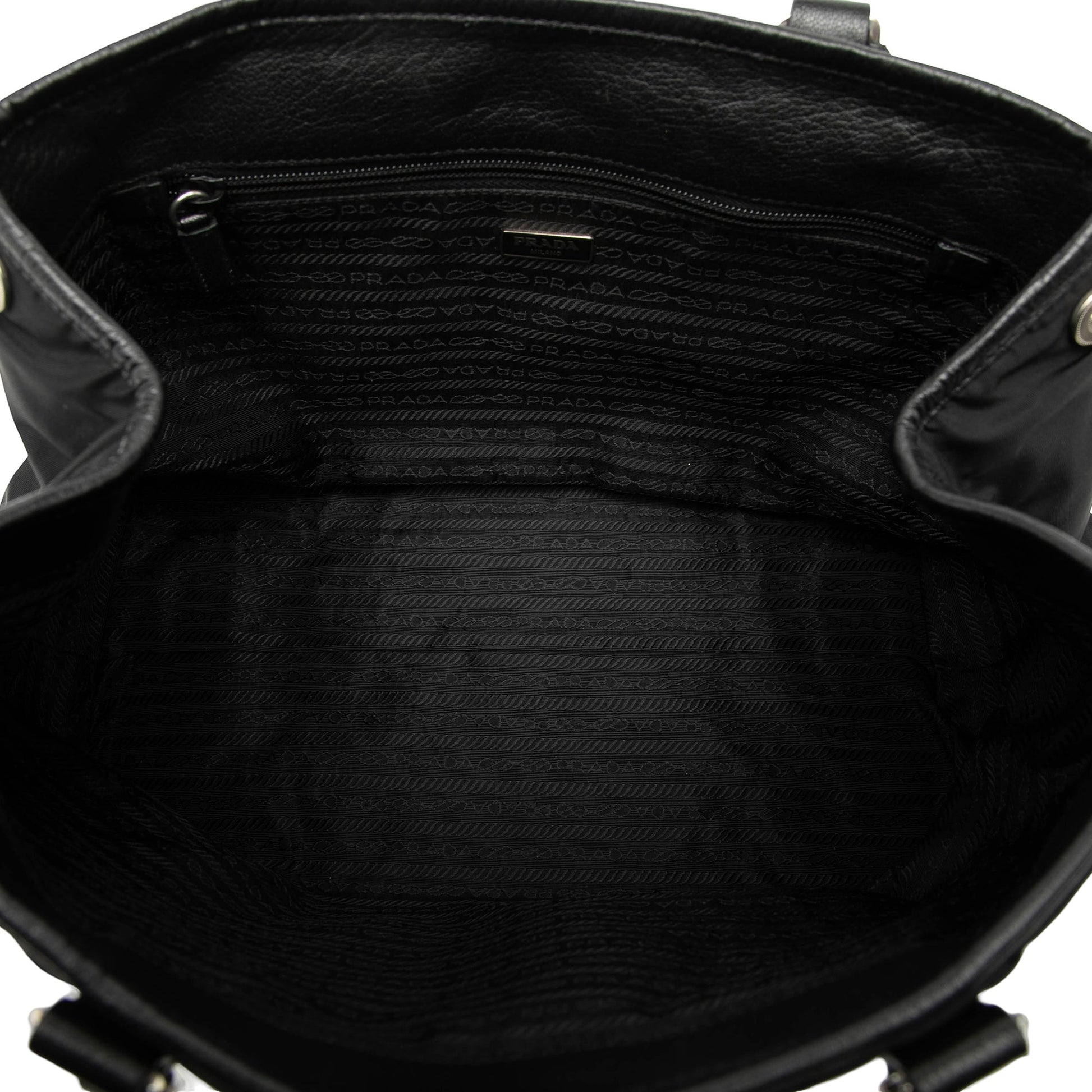 Prada Leather Trimmed Tessuto Tote