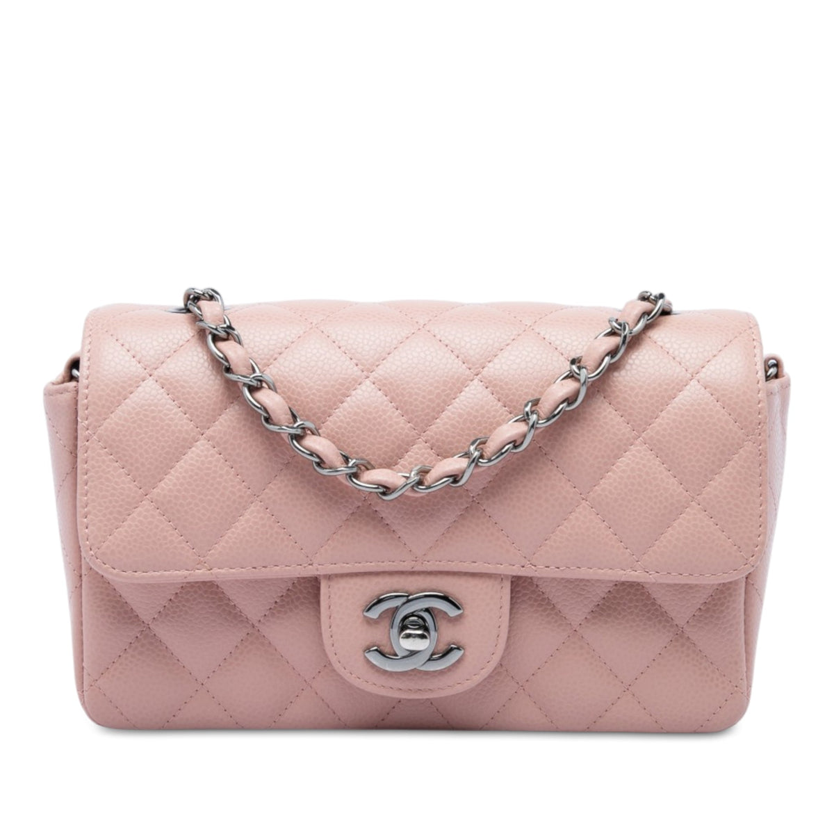 Chanel Mini Rectangular Classic Caviar Single Flap — Pink