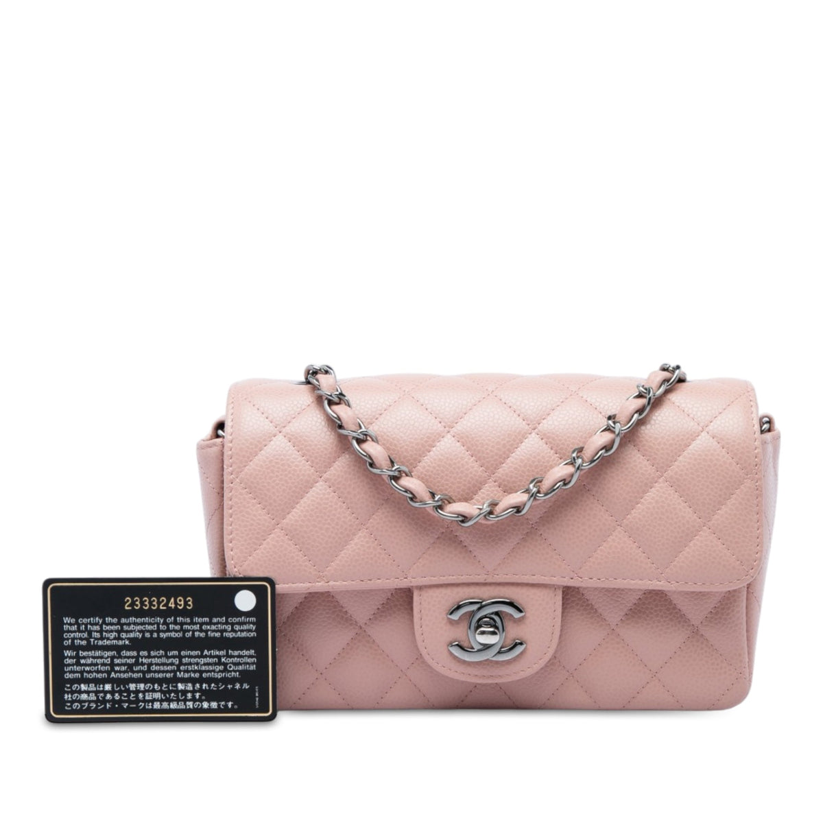 Chanel Mini Rectangular Classic Caviar Single Flap — Pink