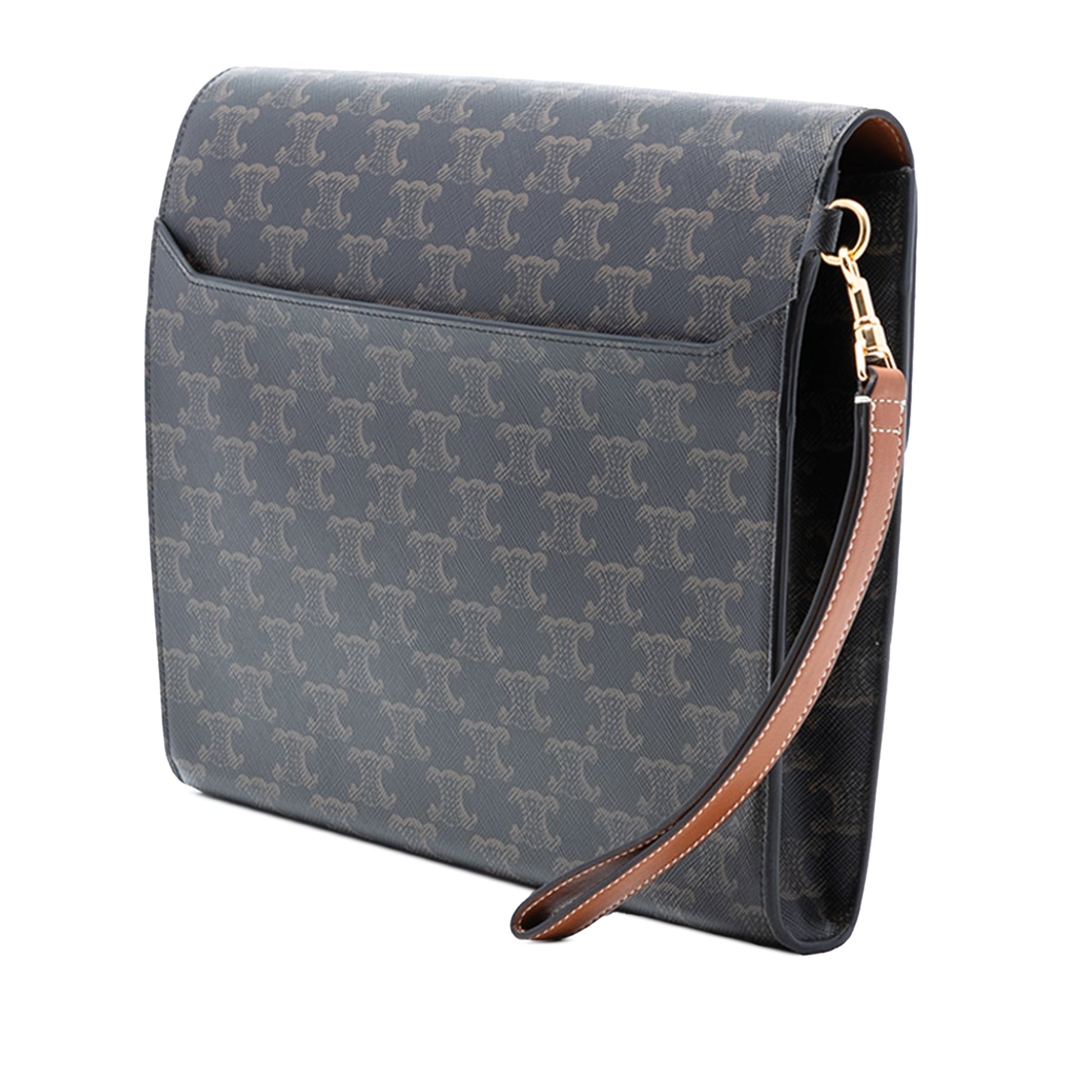 Celine Triomphe Coated Canvas Wristlet Flap Pouch