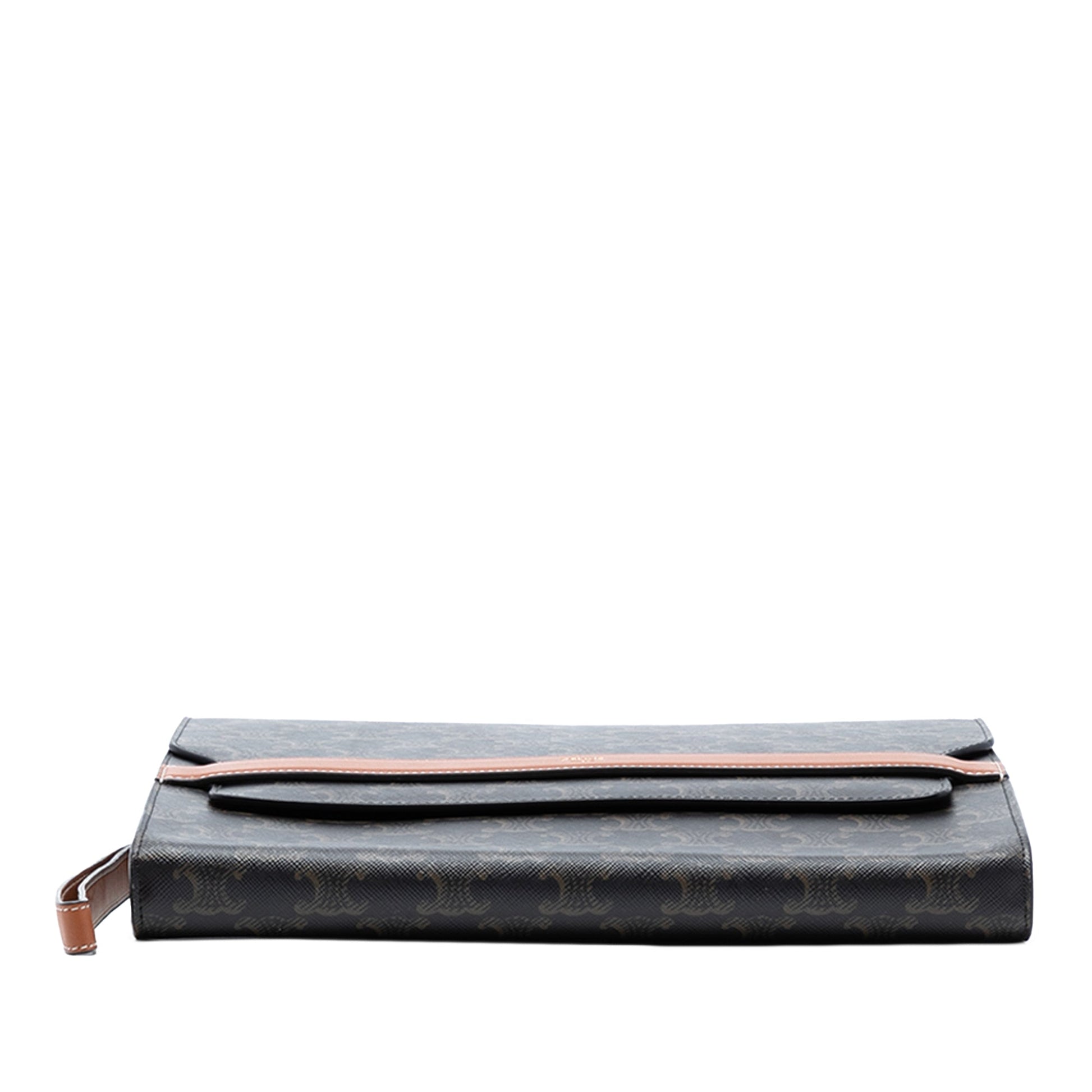 Celine Triomphe Coated Canvas Wristlet Flap Pouch