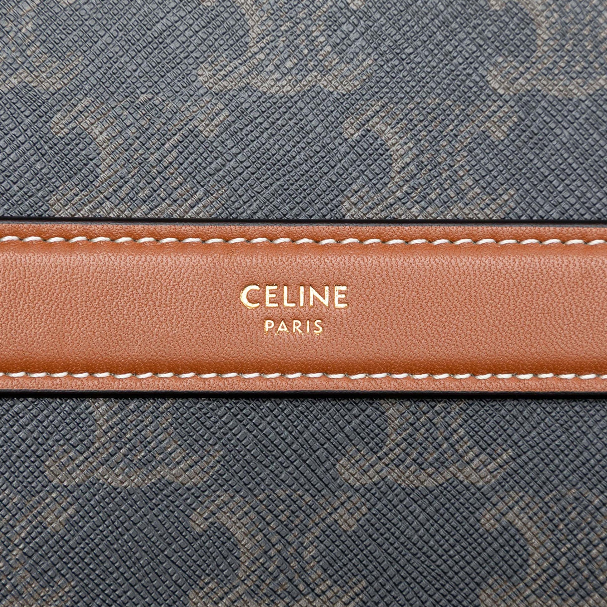 Celine Triomphe Coated Canvas Wristlet Flap Pouch