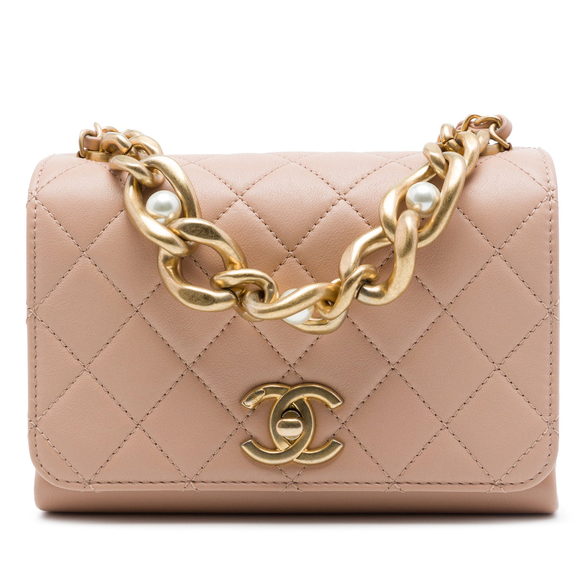 Chanel Mini Quilted Calfskin Pearl Boy Chain Flap