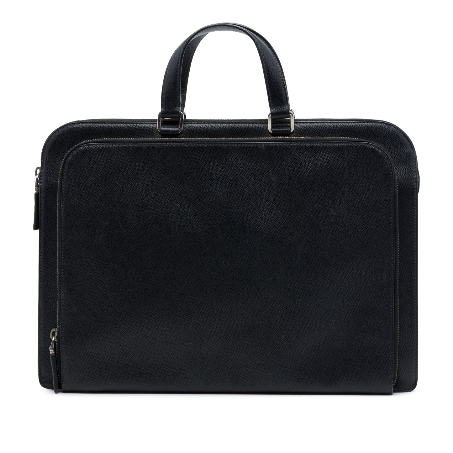 Prada Saffiano Cuir Travel Front Zip Pocket Briefcase