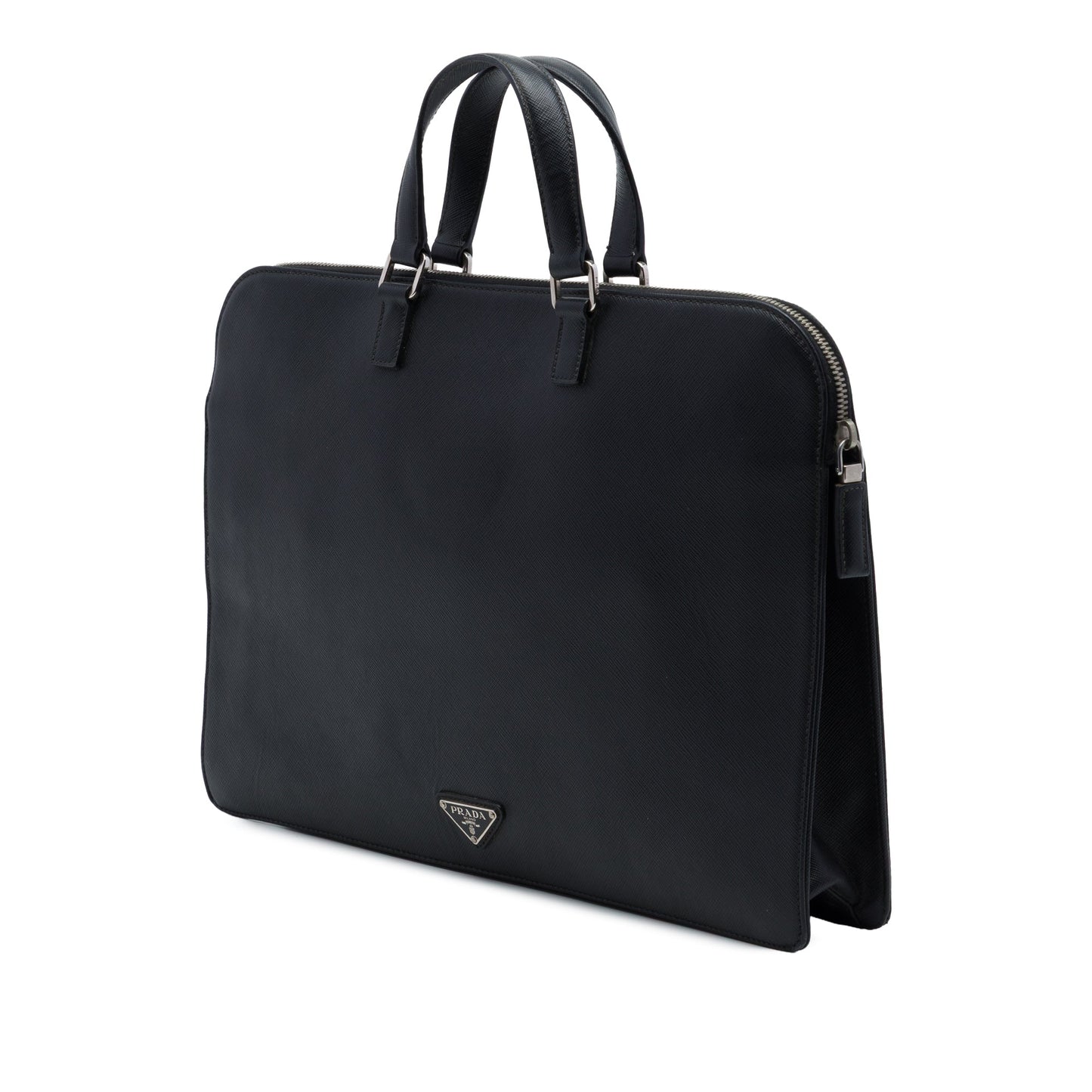 Prada Saffiano Cuir Travel Front Zip Pocket Briefcase
