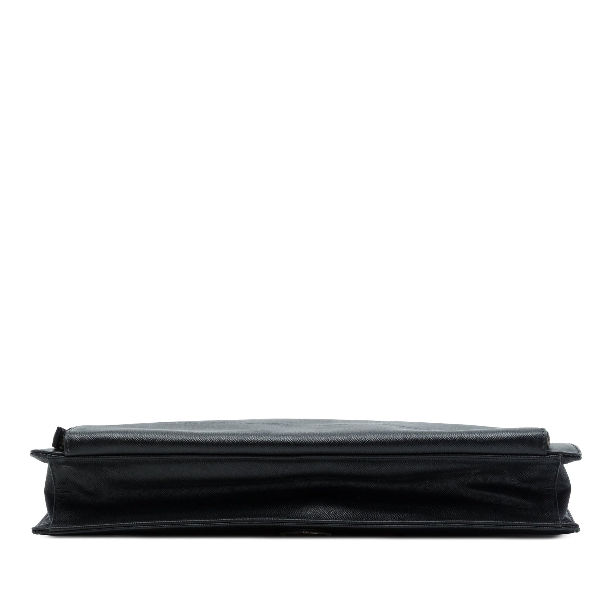 Prada Saffiano Cuir Travel Front Zip Pocket Briefcase