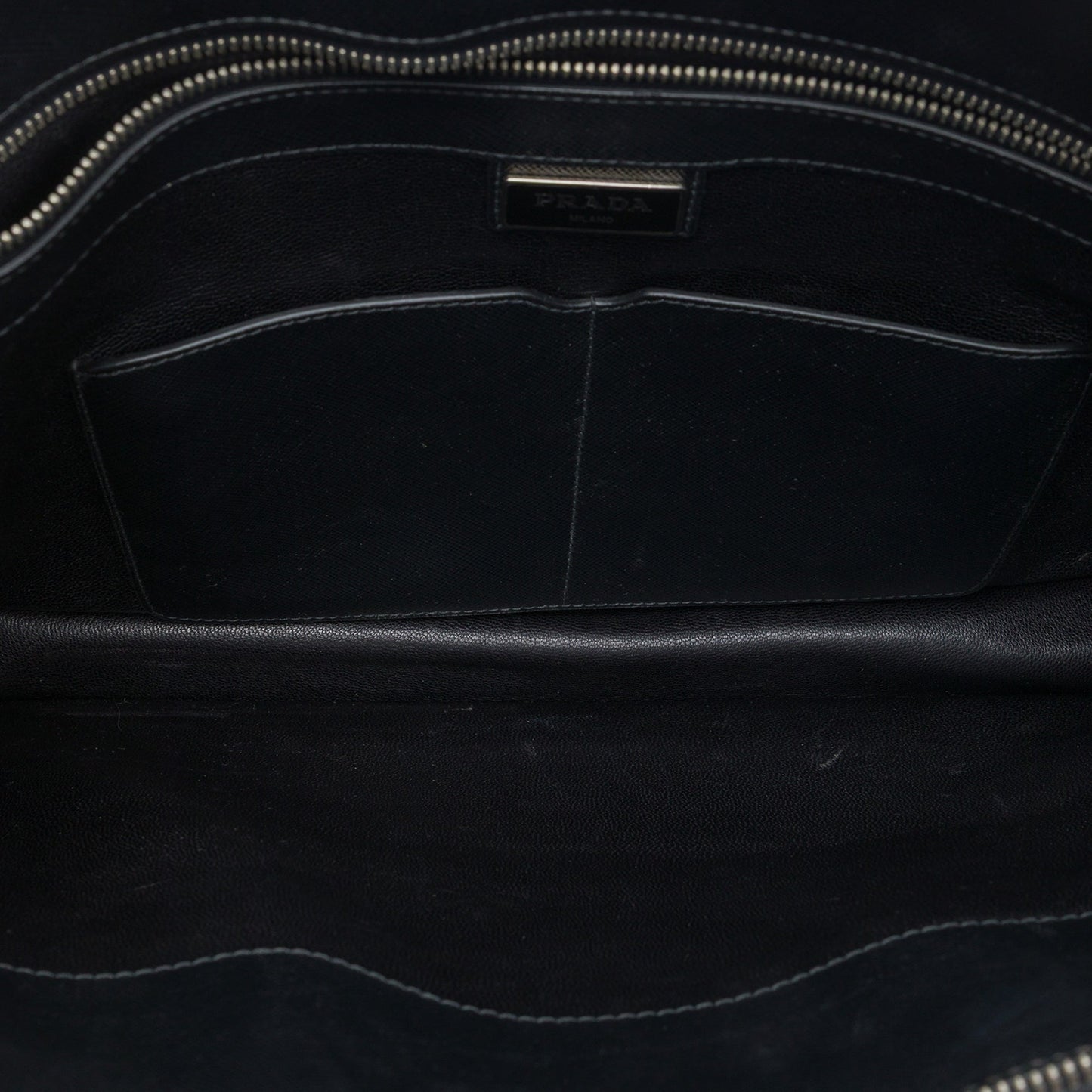 Prada Saffiano Cuir Travel Front Zip Pocket Briefcase