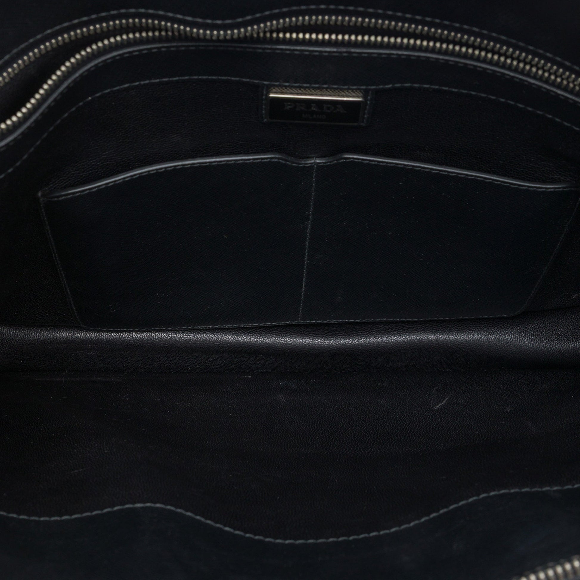 Prada Saffiano Cuir Travel Front Zip Pocket Briefcase