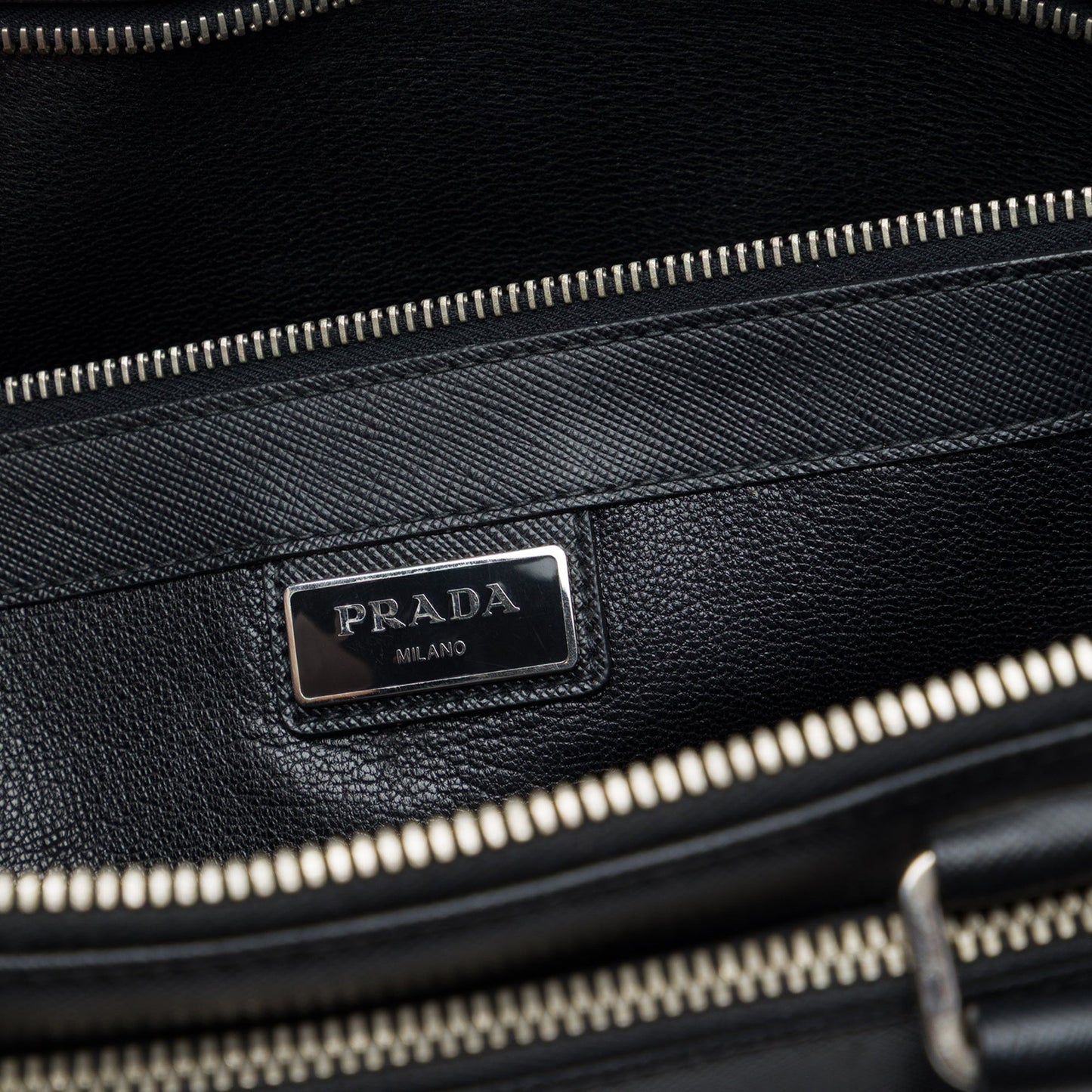 Prada Saffiano Cuir Travel Front Zip Pocket Briefcase