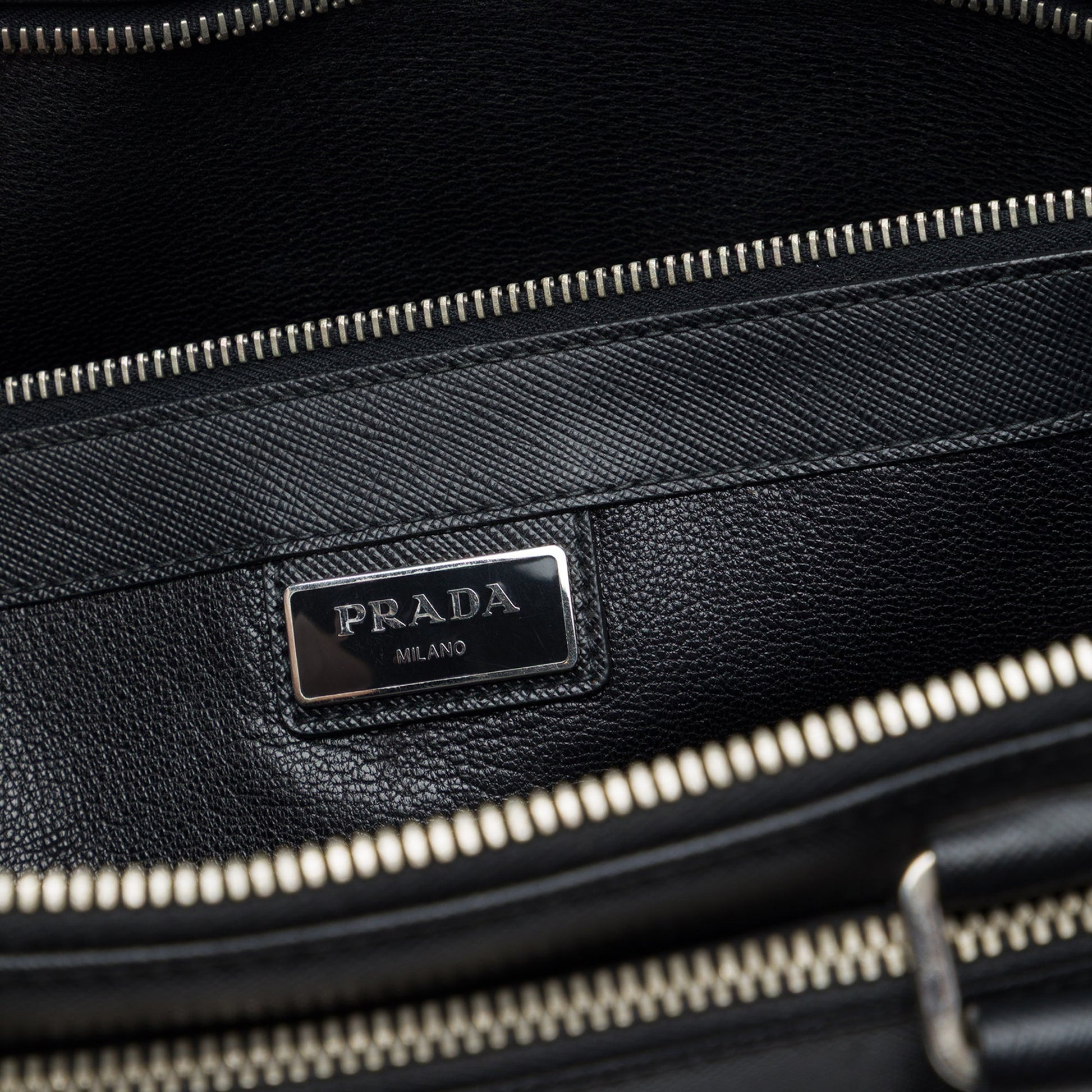 Prada Saffiano Cuir Travel Front Zip Pocket Briefcase