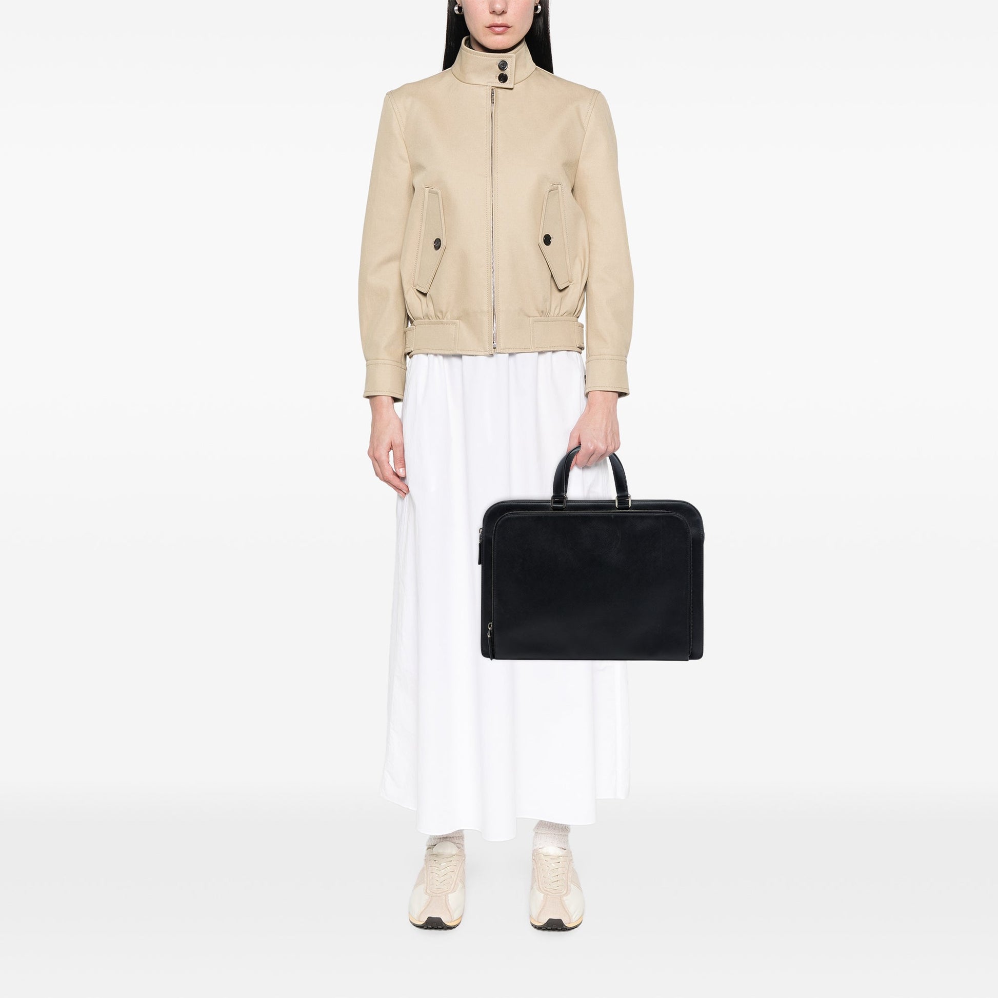 Prada Saffiano Cuir Travel Front Zip Pocket Briefcase