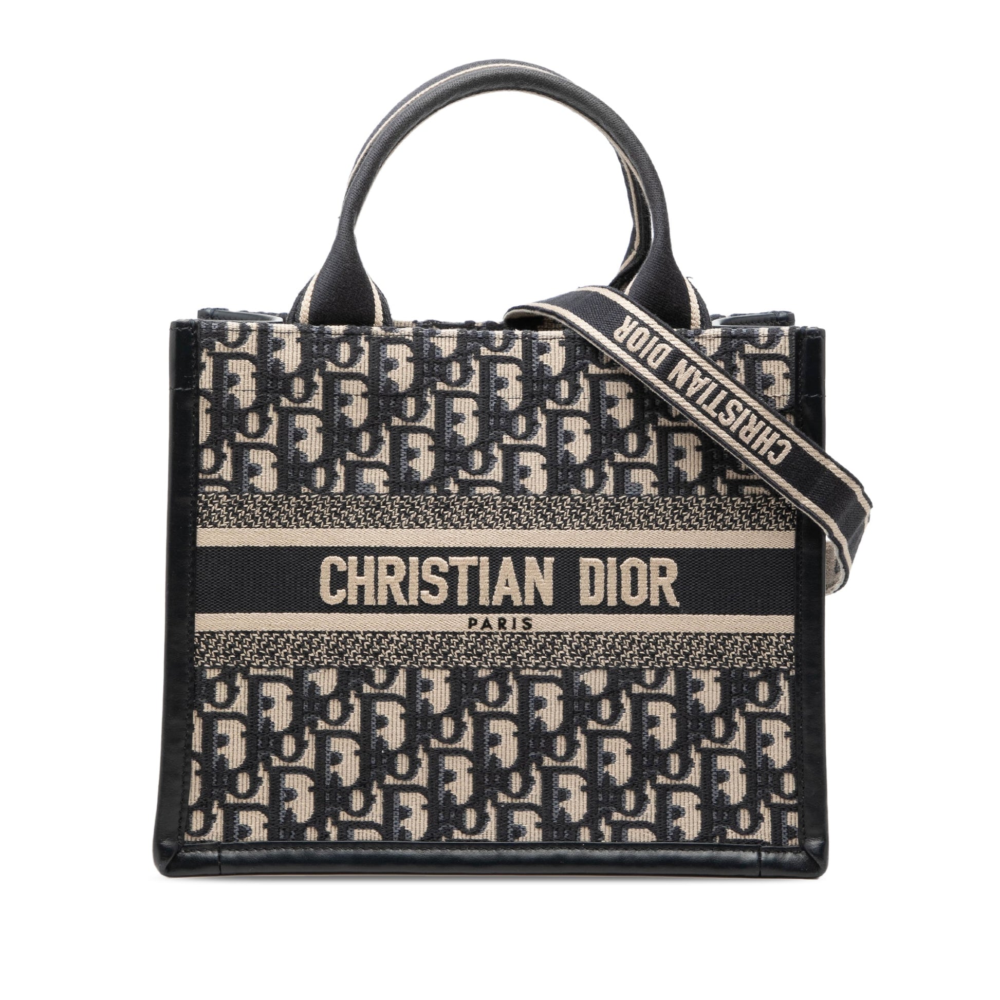 Dior Small Oblique Embroidered Canvas Book Tote