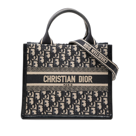 Dior Small Oblique Embroidered Canvas Book Tote