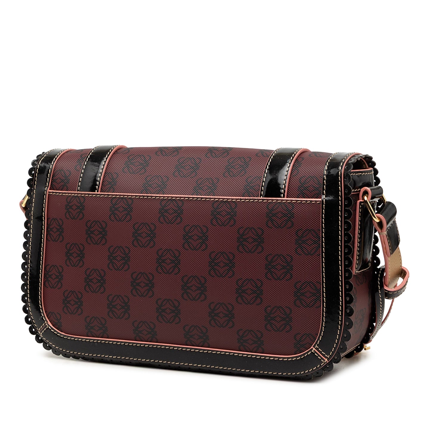 LOEWE Sequin Trimmed Anagram PVC Coated Canvas Double Buckle Flap Shoulder Bag