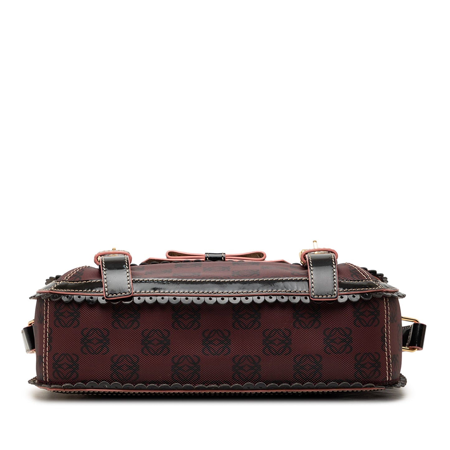 LOEWE Sequin Trimmed Anagram PVC Coated Canvas Double Buckle Flap Shoulder Bag