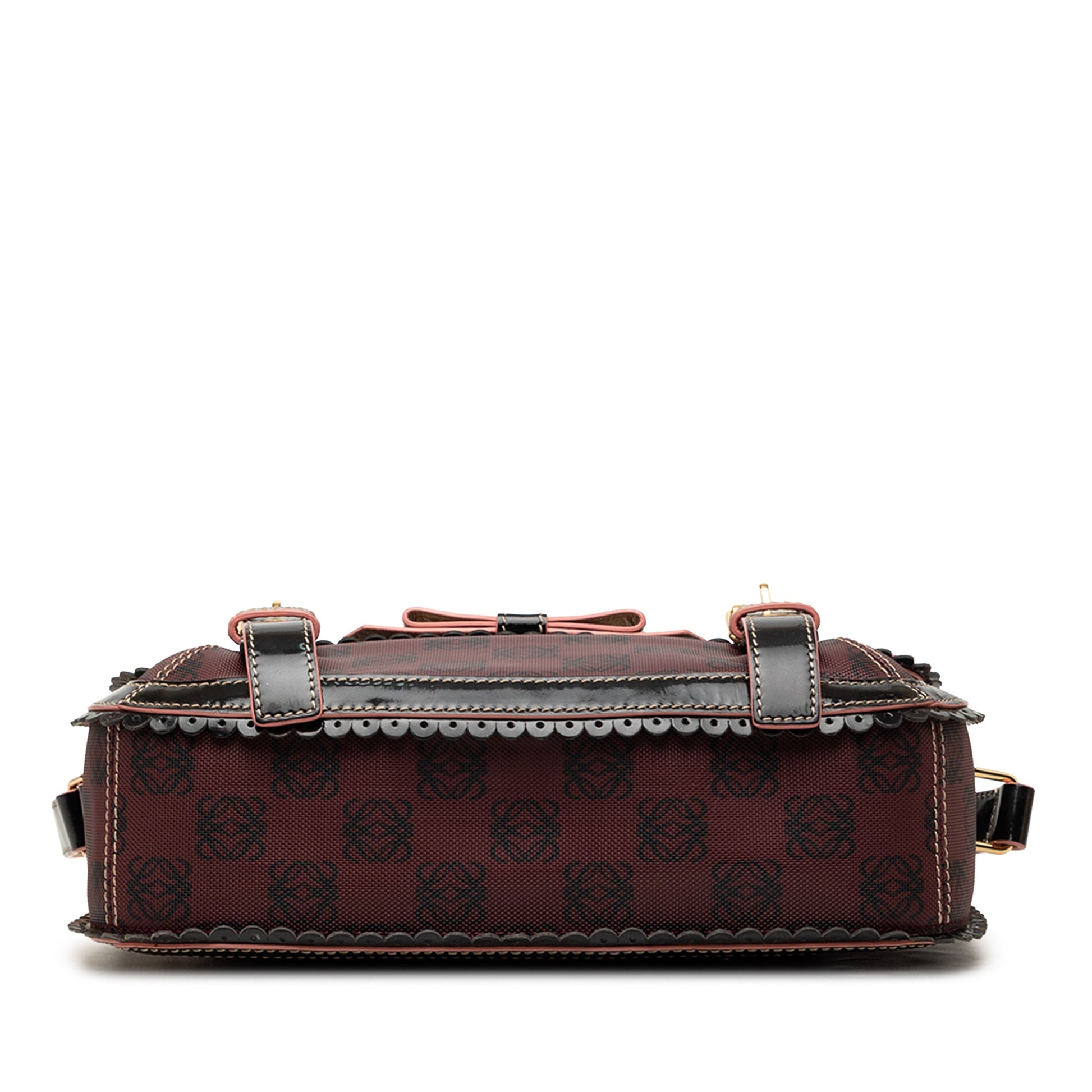 LOEWE Sequin Trimmed Anagram PVC Coated Canvas Double Buckle Flap Shoulder Bag